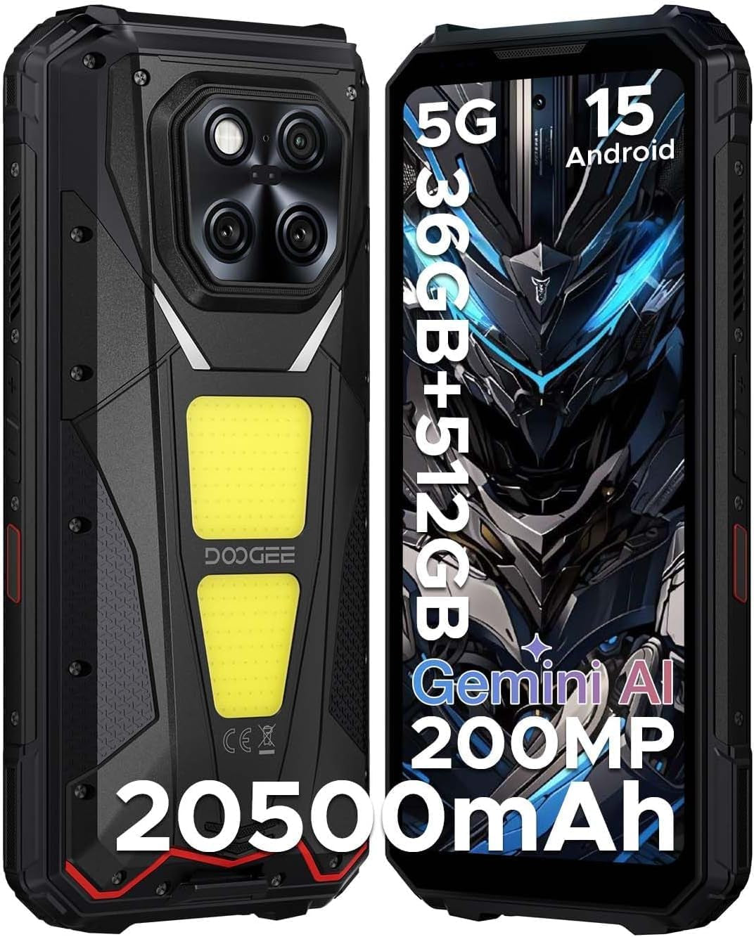 DOOGEE V MAX Play 5G Celular Indestructible con Proyector y Batería 20500mAh | 36GB RAM + 512GB, 200MP de Camara