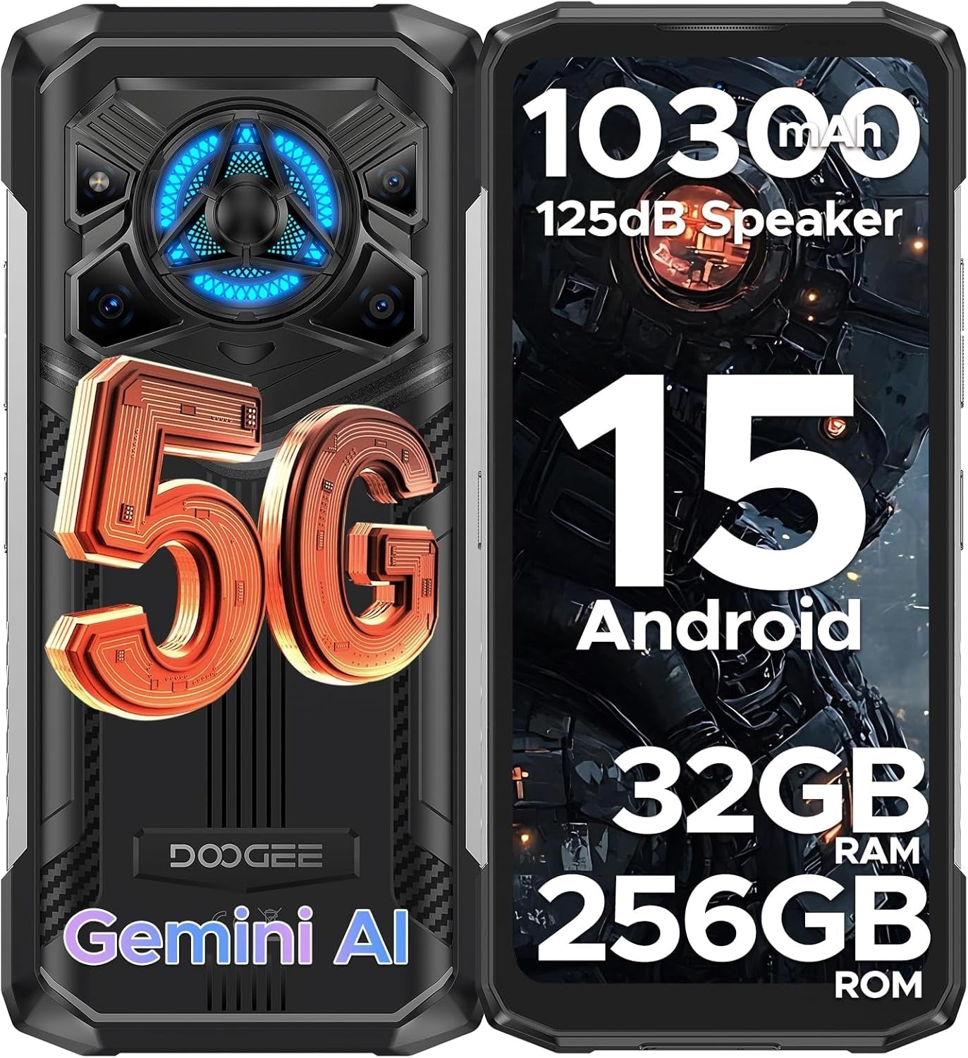 DOOGEE Blade 20 Play 5G Celular Indestructible Altavoz 125dB y Luces LED | Android 15 y 10300mAh