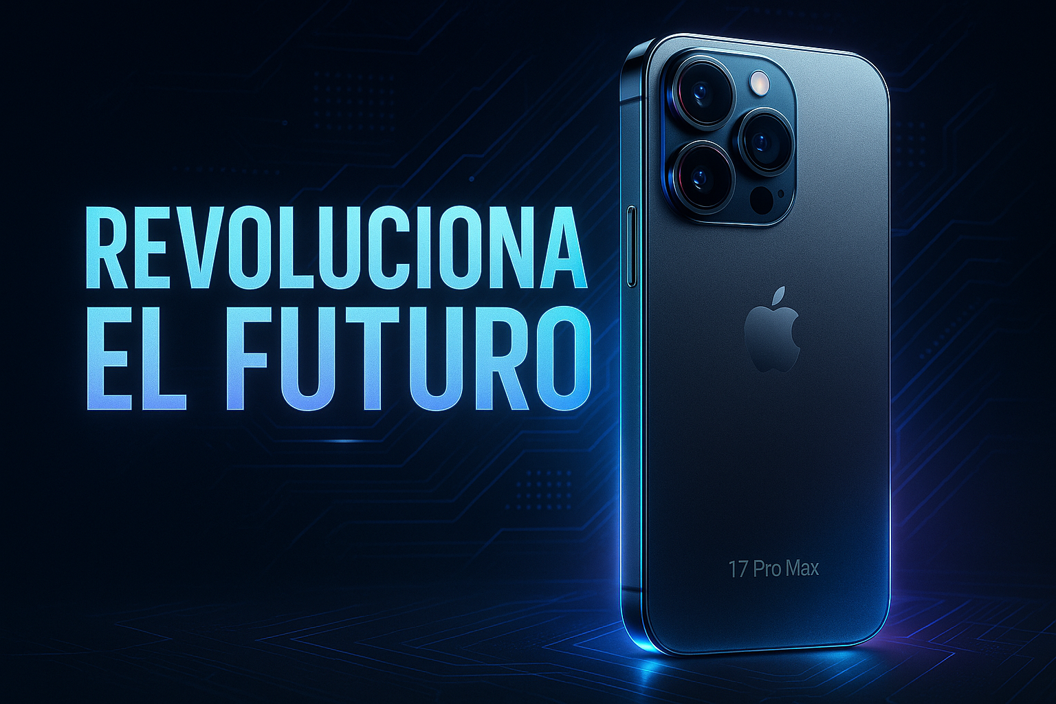 Imagen del iPhone 17 con el titulo "revoluciona el futuro"