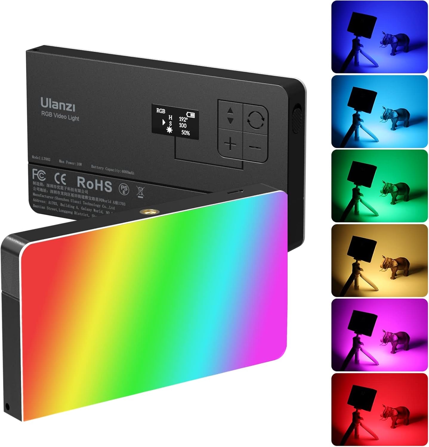VL120 RGB Video Light, Pocket LED On-Camera Video Lights, Built-In 3100Mah Rechargeable Battery, 360 Full Color 20 Light Effects, CRI≥95 2500-9000K LED Panels for Photography Vlogging