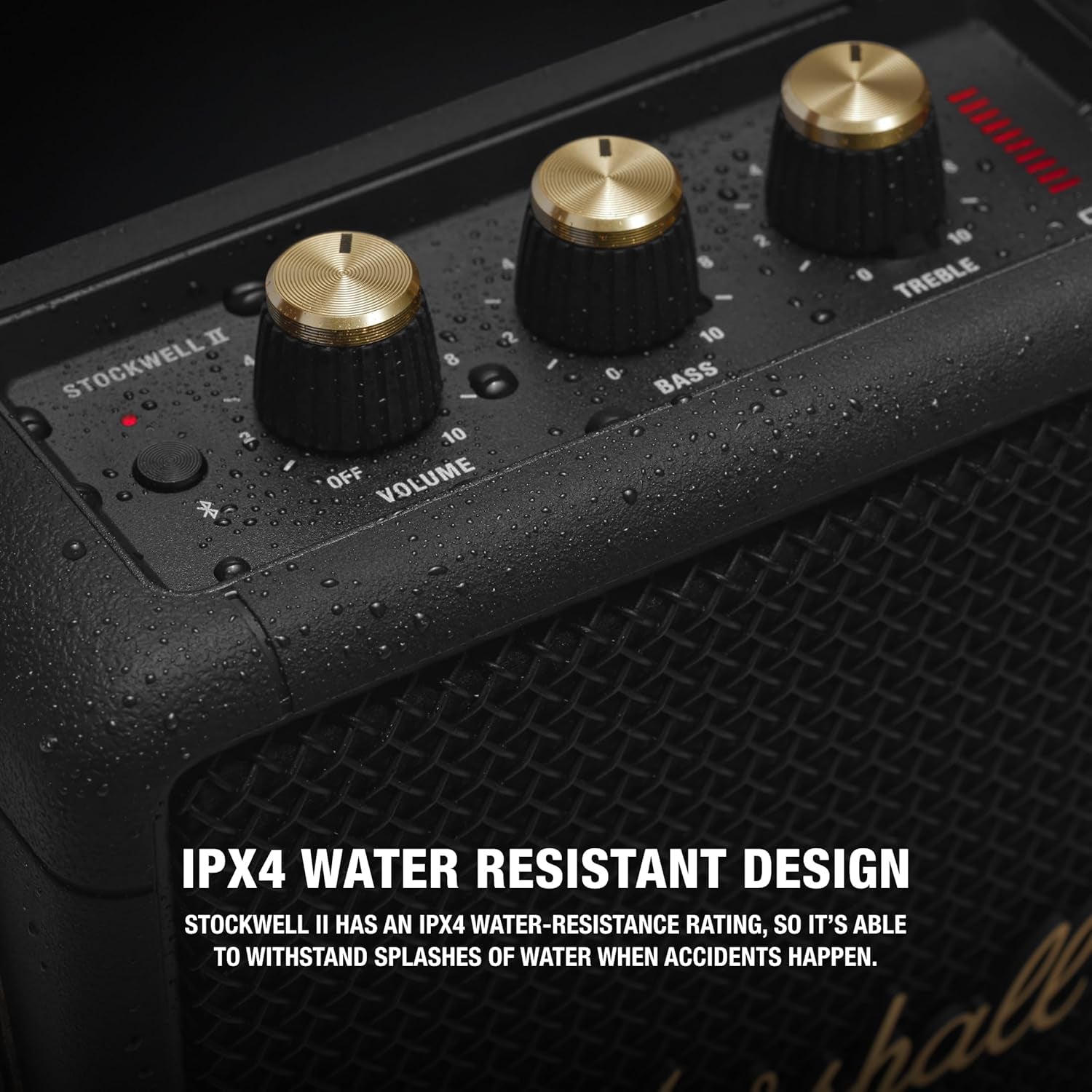 Stockwell II Portable Bluetooth Speaker, Black and Brass