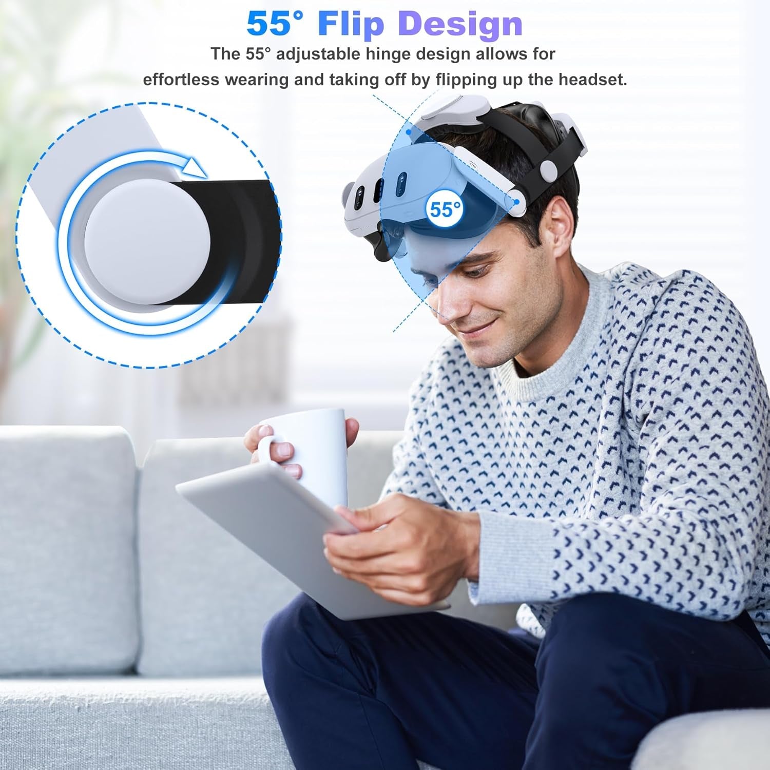 Comfort Head Strap for Meta Quest 3S/Quest 3/Quest 2 Head Strap, Double Knobs Adjustable Elite Strap Replacement,Vr Headset Accessories Strap Enhanced Support&Comfort&Reduce Pressure