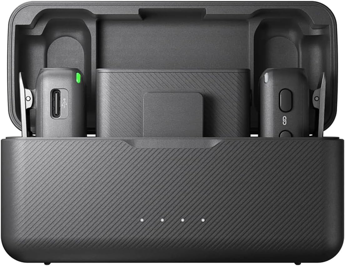 Mic (2 TX + 1 RX + Charging Case) Wireless Lavalier Microphone, 820 Ft. Range, 15-Hour Battery, Noise Cancellation for PC, Iphone, Andriod, Record Interview, Vlogs + Turnstile Lavalier Microphones