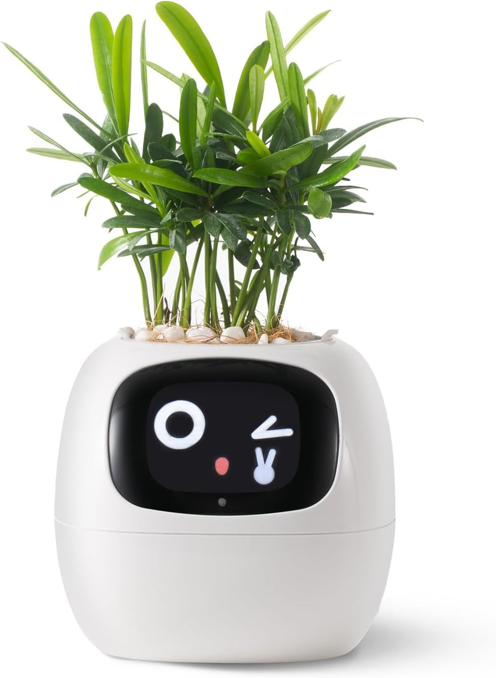 Smart Pet Planter Robot Guidance on Plant Care with Emojis, Adorable Plant Companion with Rich Gesture Interaction, Neat Desk Setup Gift (Pink)