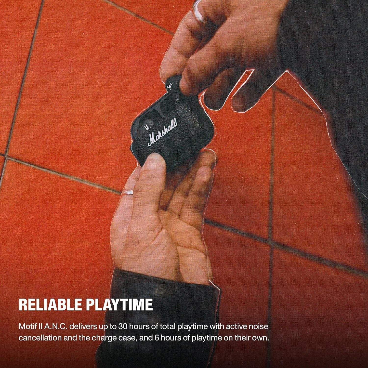 Motif II True Wireless Active Noise-Canceling Earbuds Headphones, Black