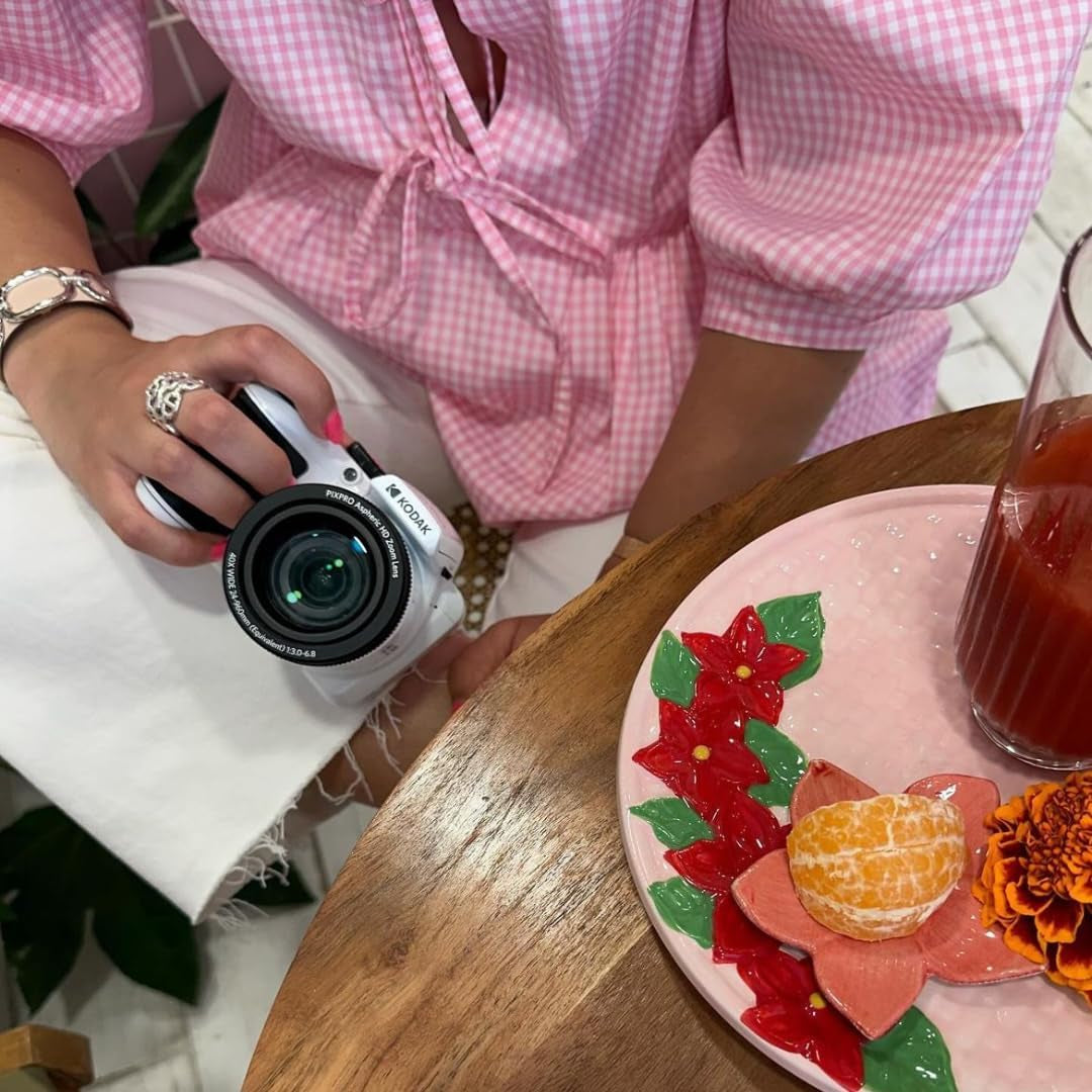 PIXPRO AZ405-WH 20MP Digital Camera 40X Optical Zoom 24Mm Wide Angle Lens Optical Image Stabilization 1080P Full HD Video 3" LCD Vlogging Camera (White), Full Frame