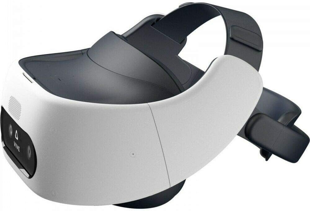 Vive Pro Focus Plus 6DOF VR Headset Bundle - Almond White with Controllers, Face Cushion, QC 3.0 Charger & USB Type-C Cable