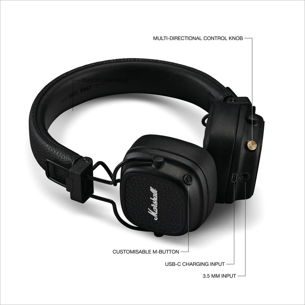 Marshall Major V | Auriculares On-Ear | 100+ Horas y Carga Inalámbrica