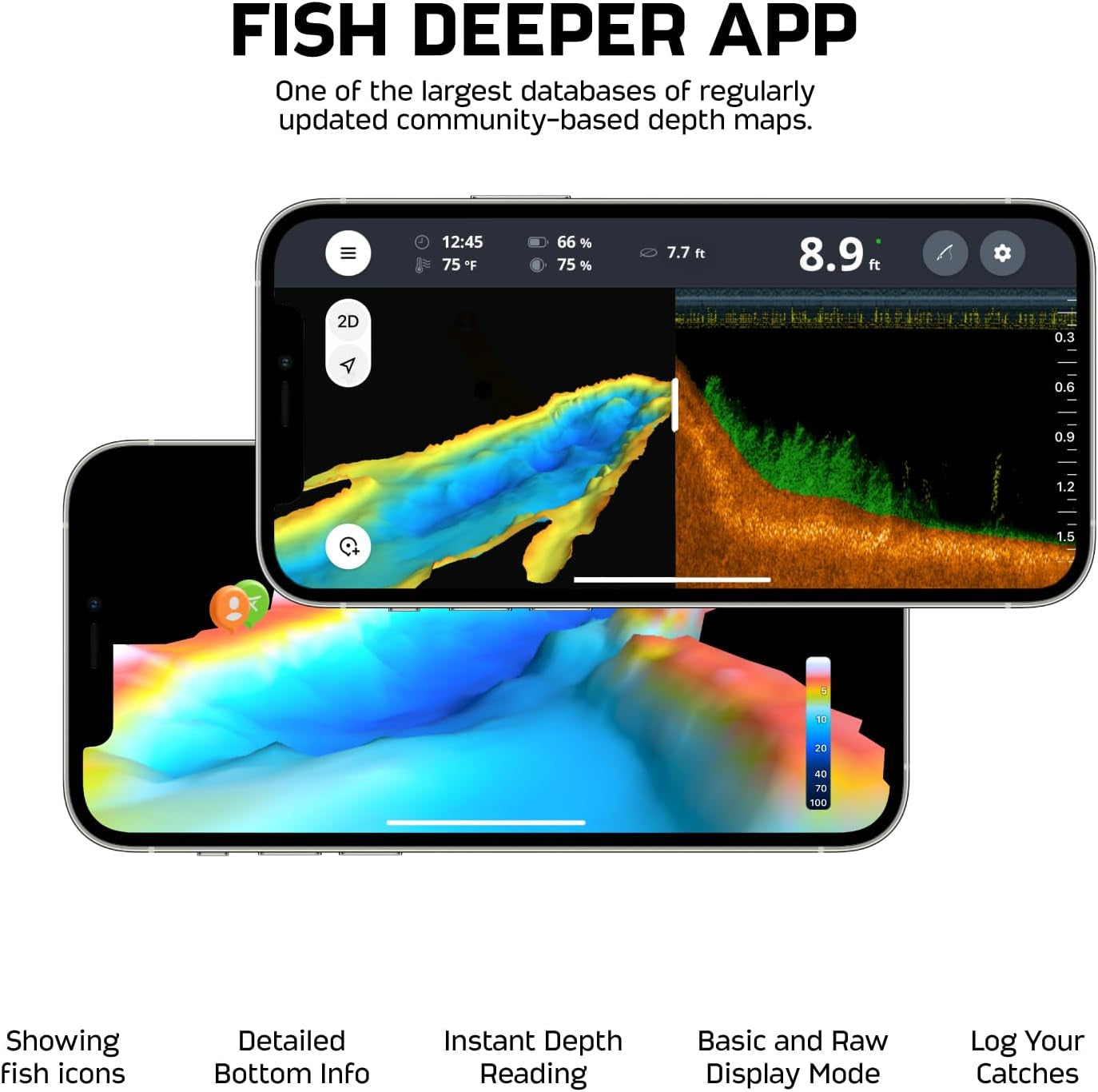 MAX Castable GPS Fish Finder– Portable Chirp Sonar Depth and Fish Finder for Boat Fishing, Ice Fishing, Shore Fishing - Personal 3D Depth Maps with User-Friendly Free App