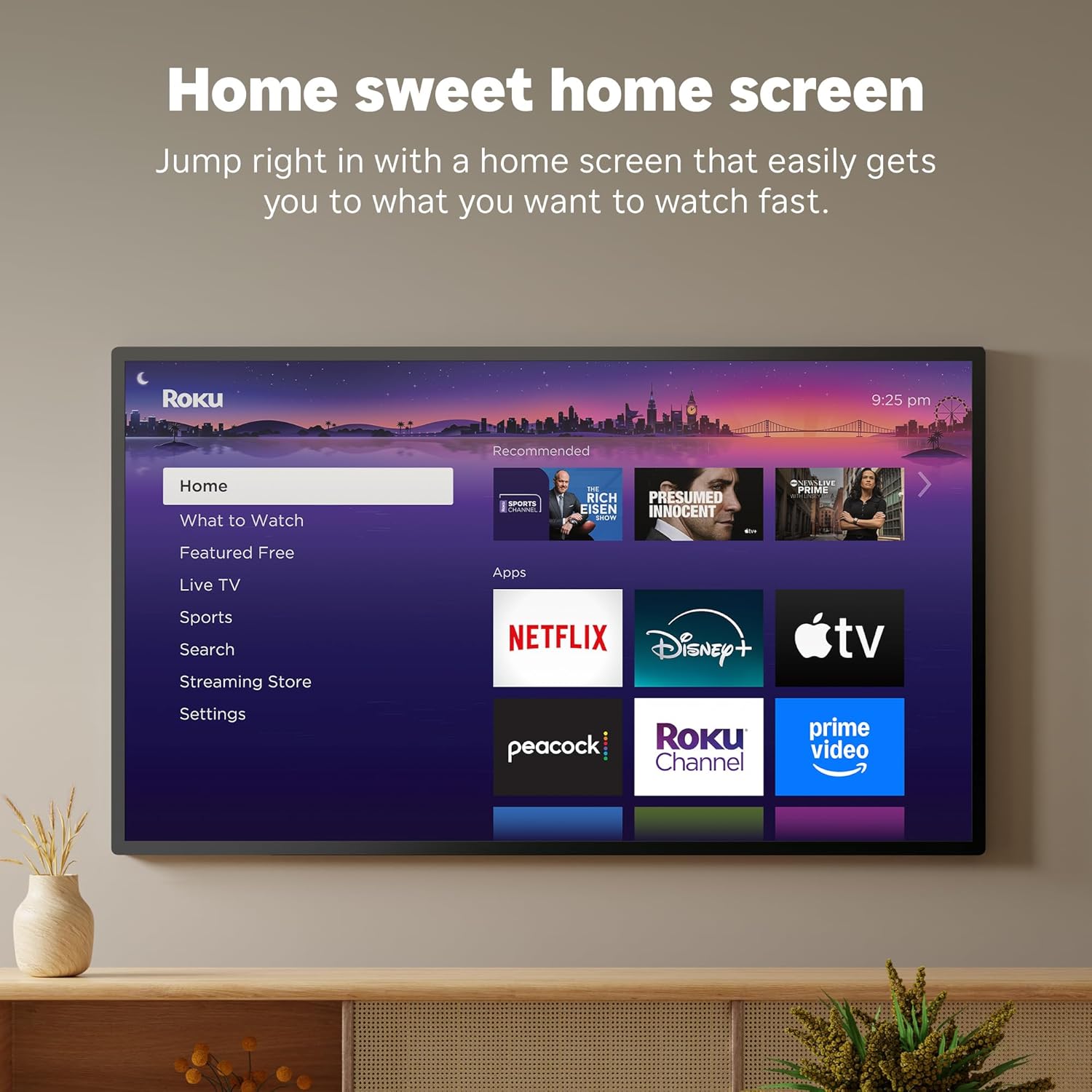 Roku Streaming Stick Plus 2025 - Dispositivo de transmisión Roku 4K y HDR para TV con control remoto por voz - TV gratis y en vivo
