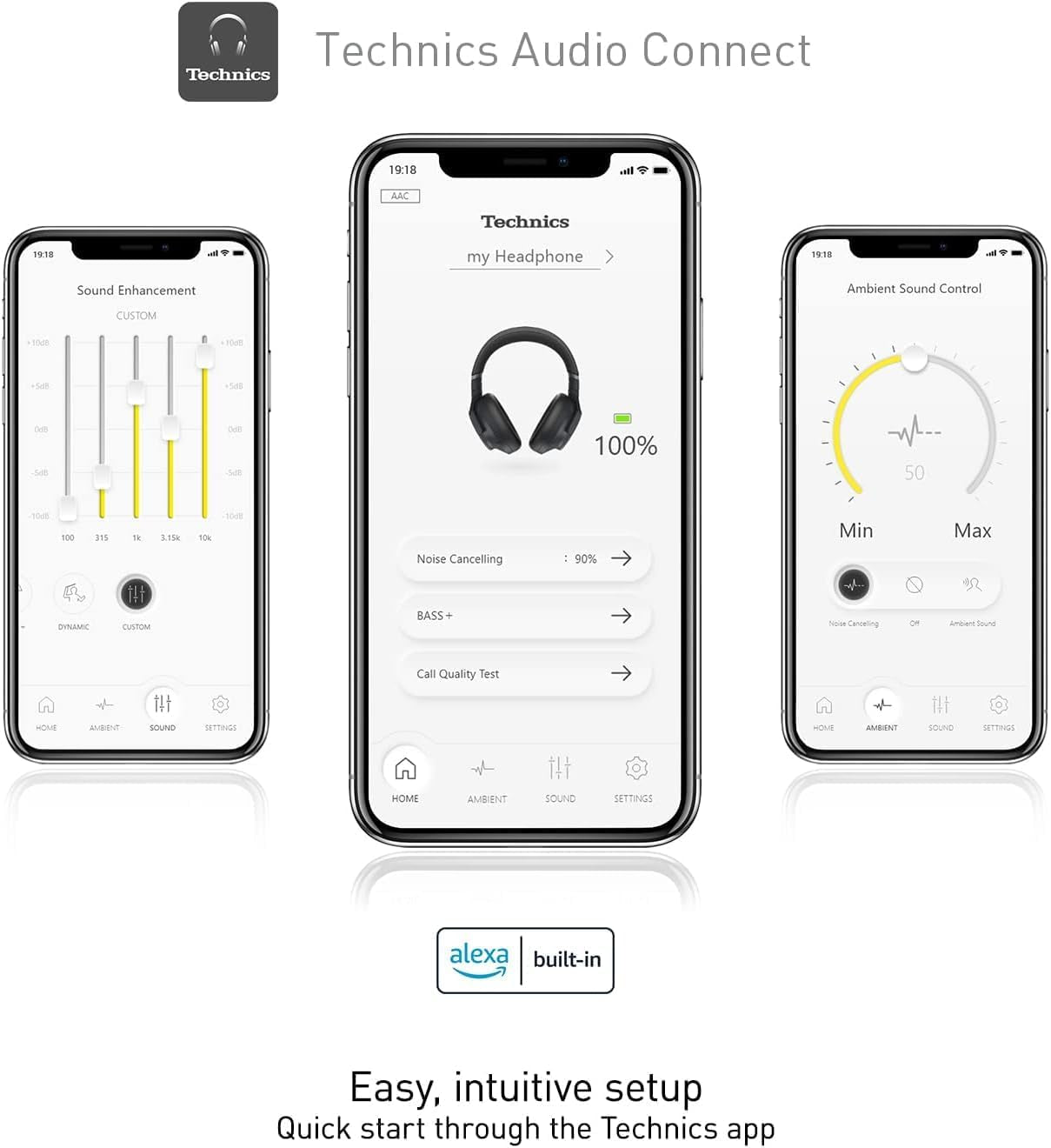 '- Wireless Noise Cancelling Over-Ear Headphones with 2 Device Multipoint Connectivity - EAH-A800-K Black