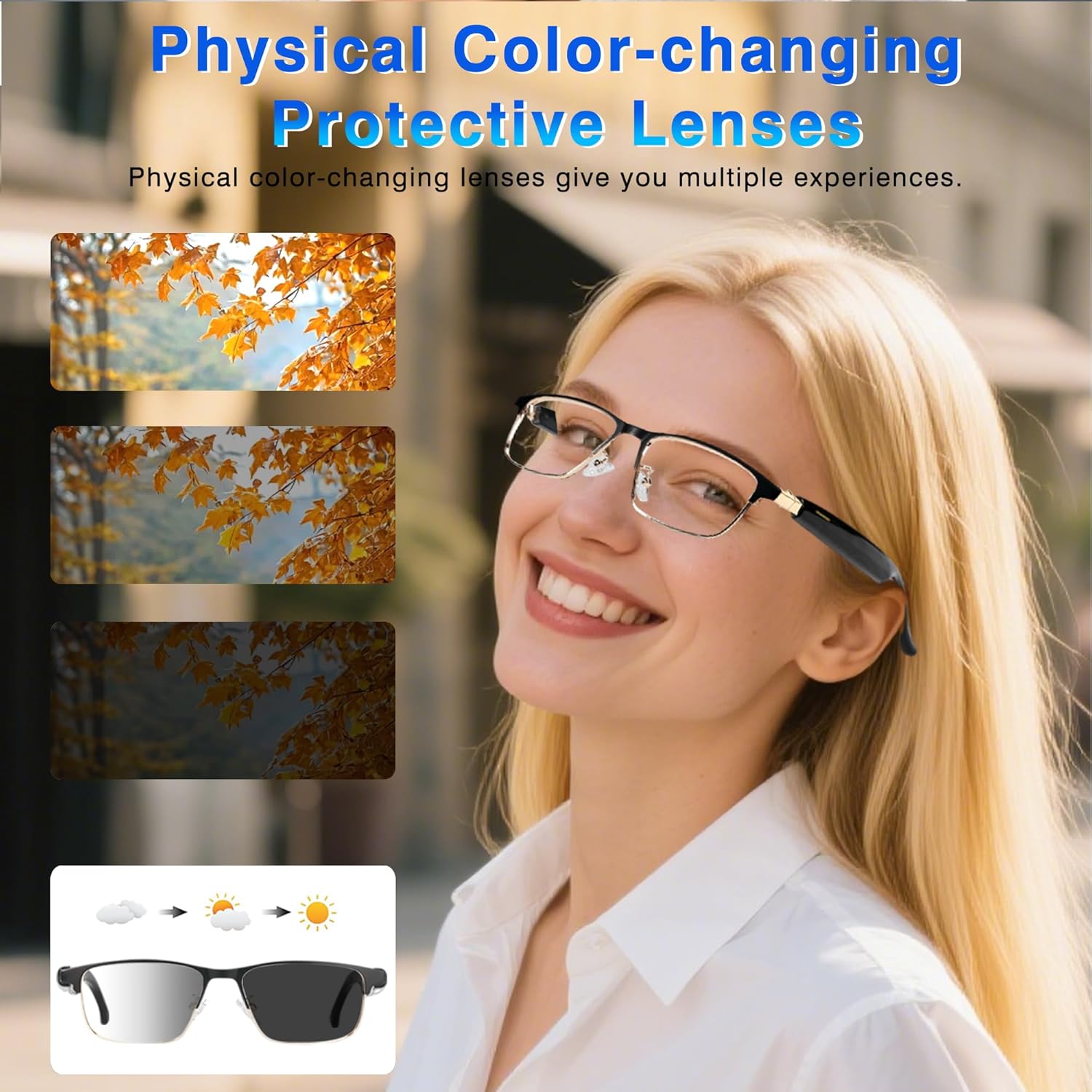 Gafas inteligentes con traducción de IA, chat, GPT y Bluetooth Deepspeek