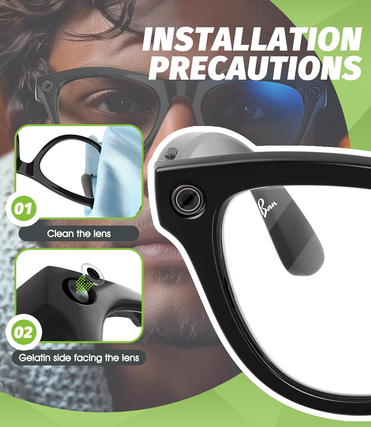 Etiquetas 12 piezas para lentes Meta compatibles con Ray-Ban Meta Wayfarer/Skyler/Headliner/Oakley Meta HSTN