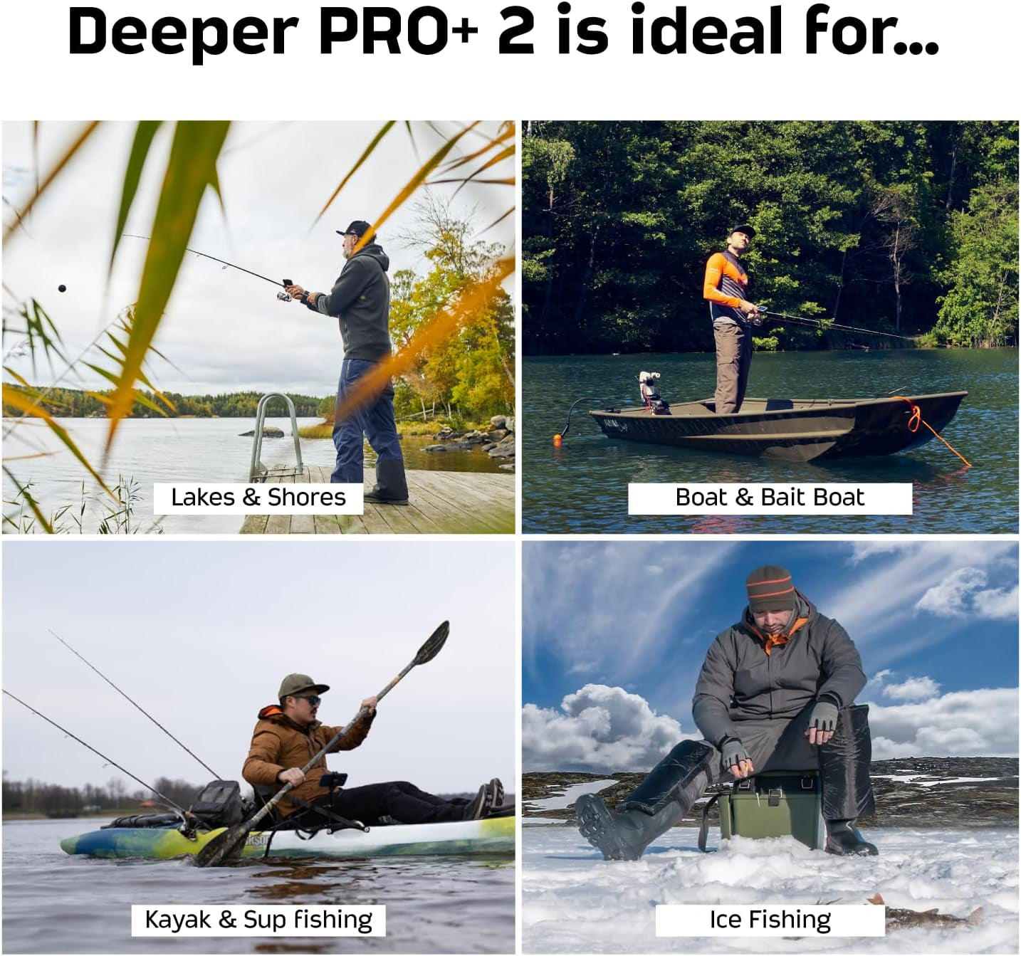 PRO+ 2 Sonar Fish Finder - Portable Fish Finder and Depth Finder for Kayaks, Boats and Ice Fishing with GPS Enabled | Castable Fish Finder with FREE User Friendly App