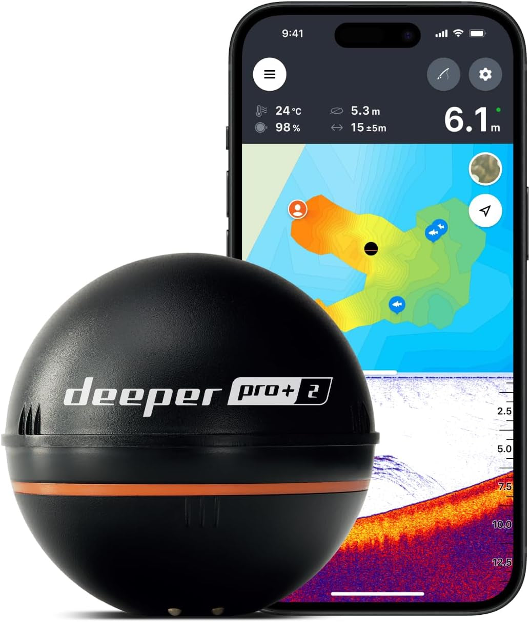 PRO+ 2 Sonar Fish Finder - Portable Fish Finder and Depth Finder for Kayaks, Boats and Ice Fishing with GPS Enabled | Castable Fish Finder with FREE User Friendly App