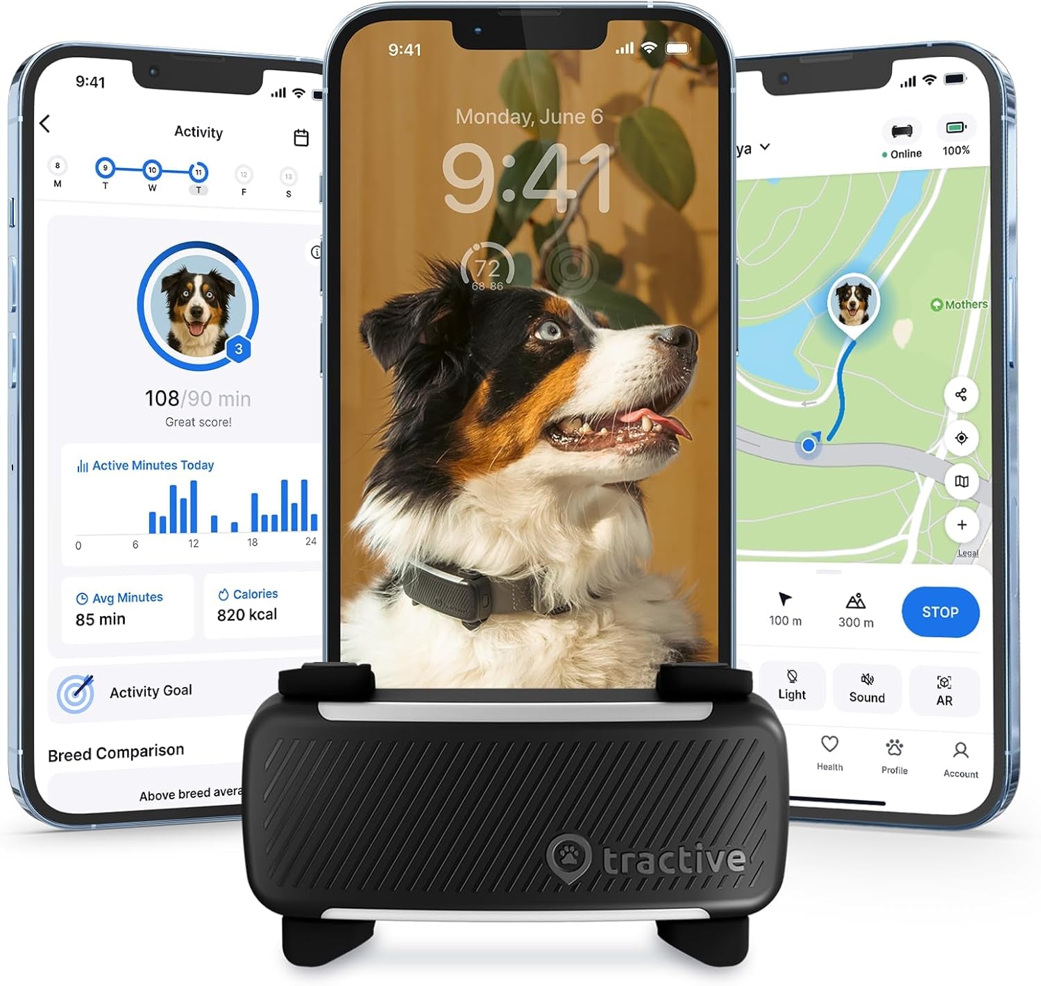 Smart Dog GPS Tracker | Live Pet Tracker with Virtual Fence | Vital Signs Monitoring of Heart & Respiratory Rate | Bark Monitoring | Dog Collar Attachment (Black)