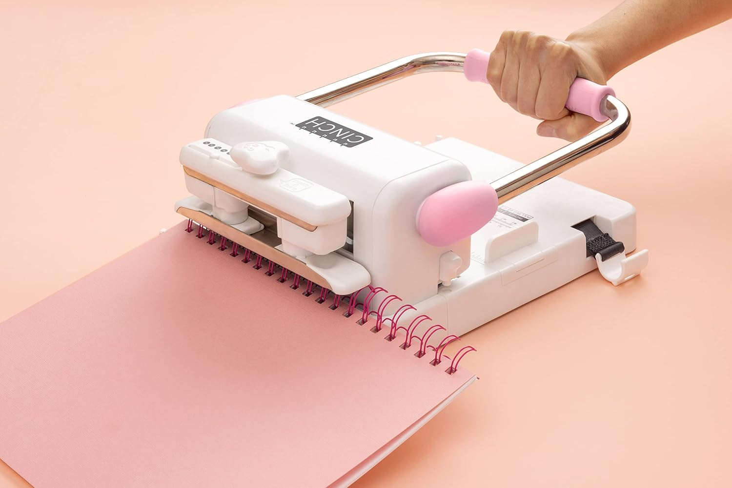 , Cinch Book Binding Machine 2, Pink/White, Easy to Use Design with Slide Ruler, Compatible with Wire or Spiral Coils, Make Professional Books, Notebooks, Calendars and More
