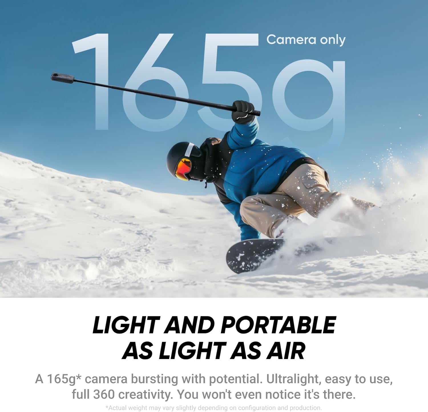 X4 Air - Lightweight 165G 8K 360 Camera, Invisible Selfie Stick Effect, Replaceable Lenses, Shoot First & Frame Later, Built-In Wind Guard, Flowstate Stabilization, Ai-Powered App
