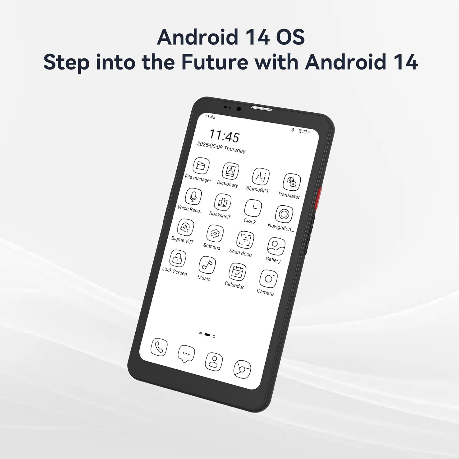 Hibreak Pro 6.13" Epaper Cell Phone 8+256 GB Android 14 OS Smart Phone,5G Dual SIM, GPS, Black