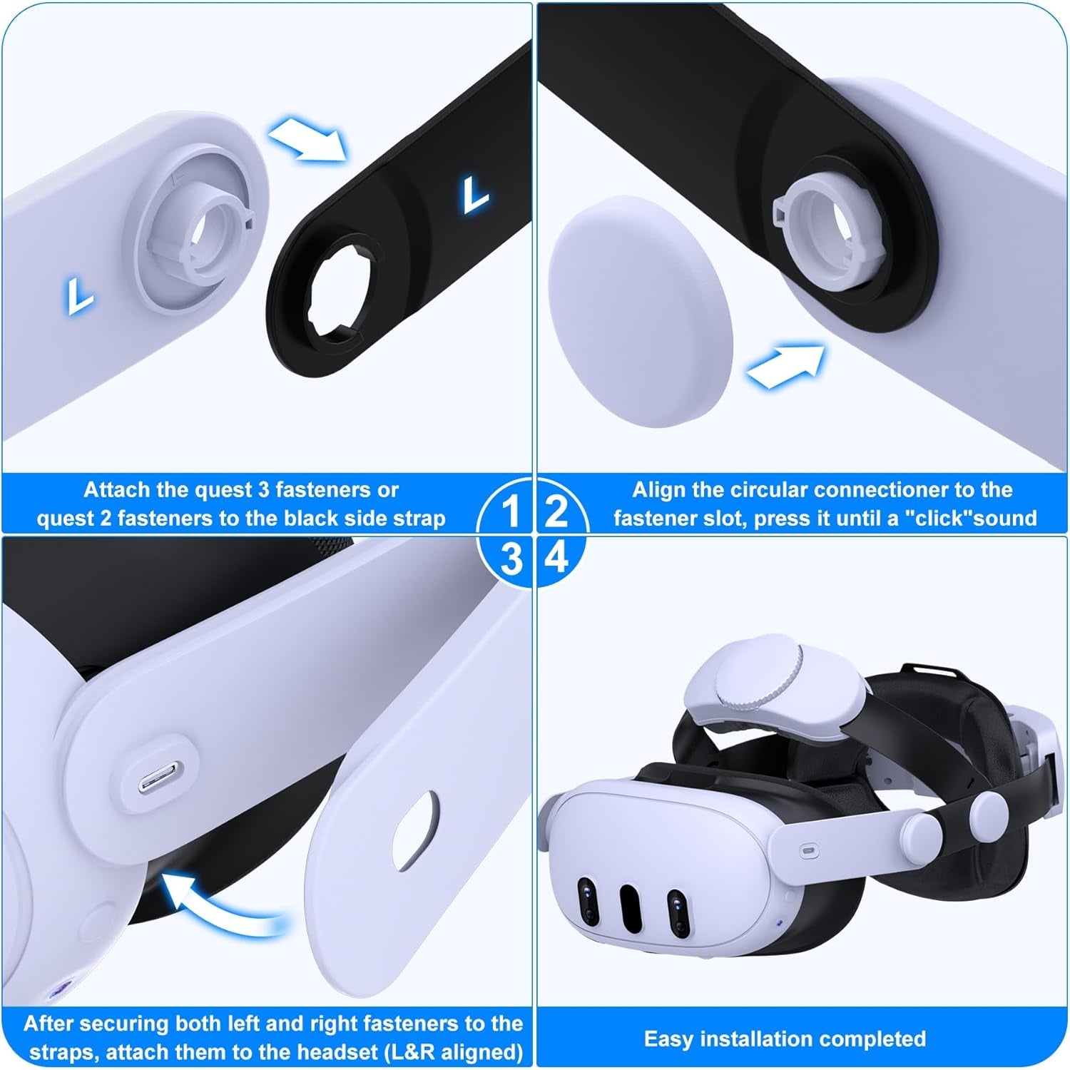 Comfort Head Strap for Meta Quest 3S/Quest 3/Quest 2 Head Strap, Double Knobs Adjustable Elite Strap Replacement,Vr Headset Accessories Strap Enhanced Support&Comfort&Reduce Pressure