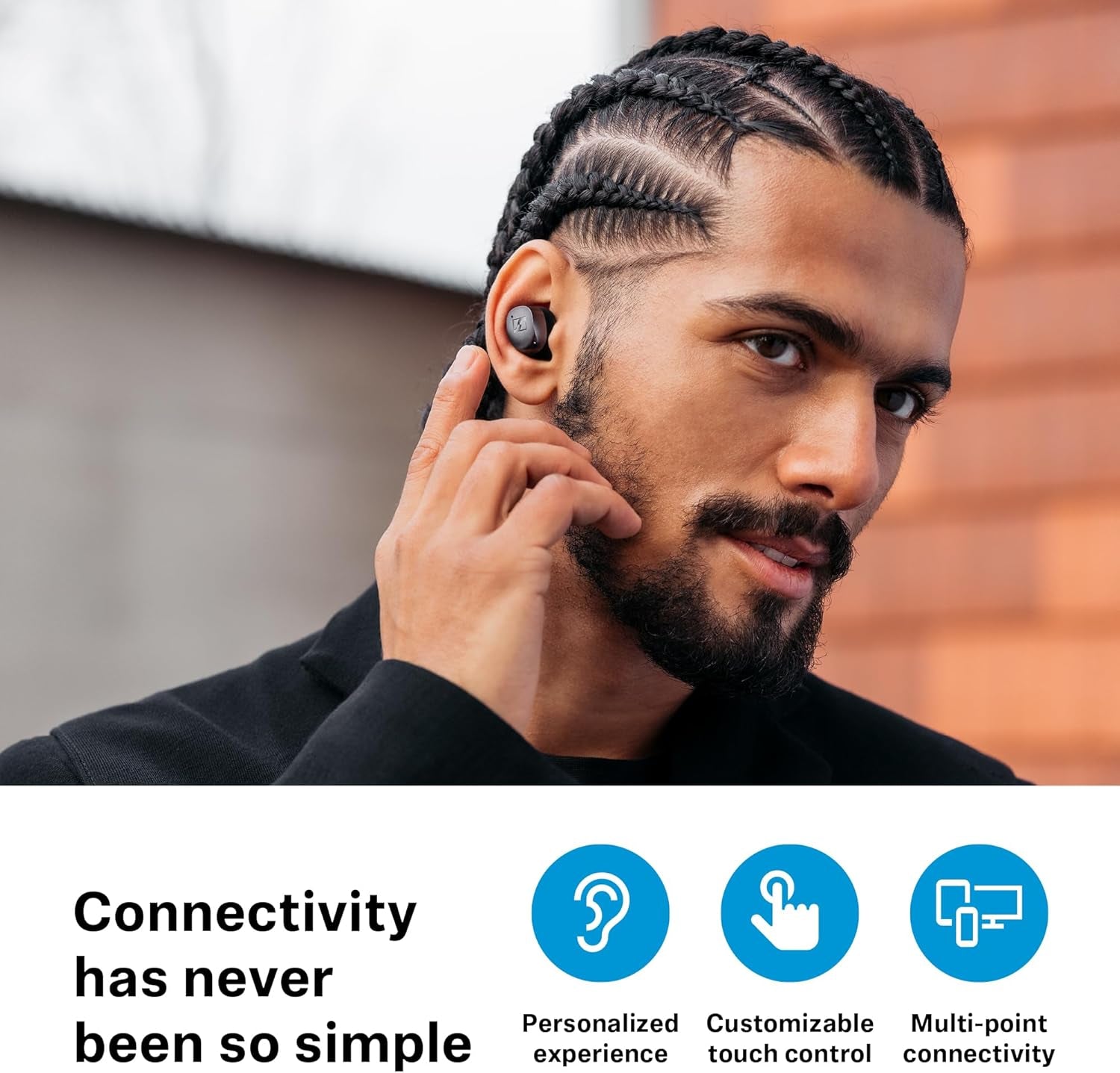 Sennheiser MOMENTUM True Wireless 4 Auriculares Inteligentes - Bluetooth 5.4, Sonido Nítido, Diseño Cómodo, 30 Horas De Autonomía Y Cancelación De Ruido Activa Adaptativa - Negro Grafito