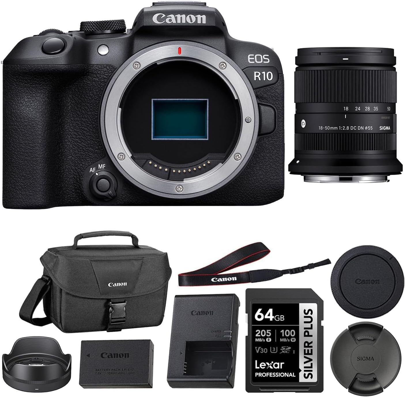 EOS R10 Mirrorless Camera with RF-S 18-45Mm Lens Bundle with 64GB SDXC Memory Card + 200ES EOS Shoulder Bag (3 Items)