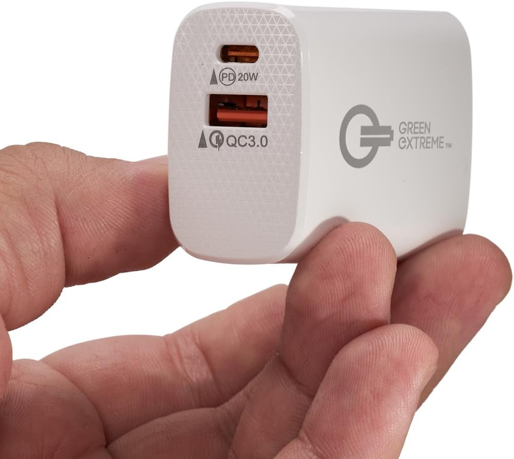 Mic Mini (2 TX + 1 RX + Charging Case), Ultralight, 48H Use, Noise Cancelling, Automatic Limiting, Wireless Microphone for Camera/Iphone/Android, Vlog, Streaming + 20W 2-Port Wall Charger