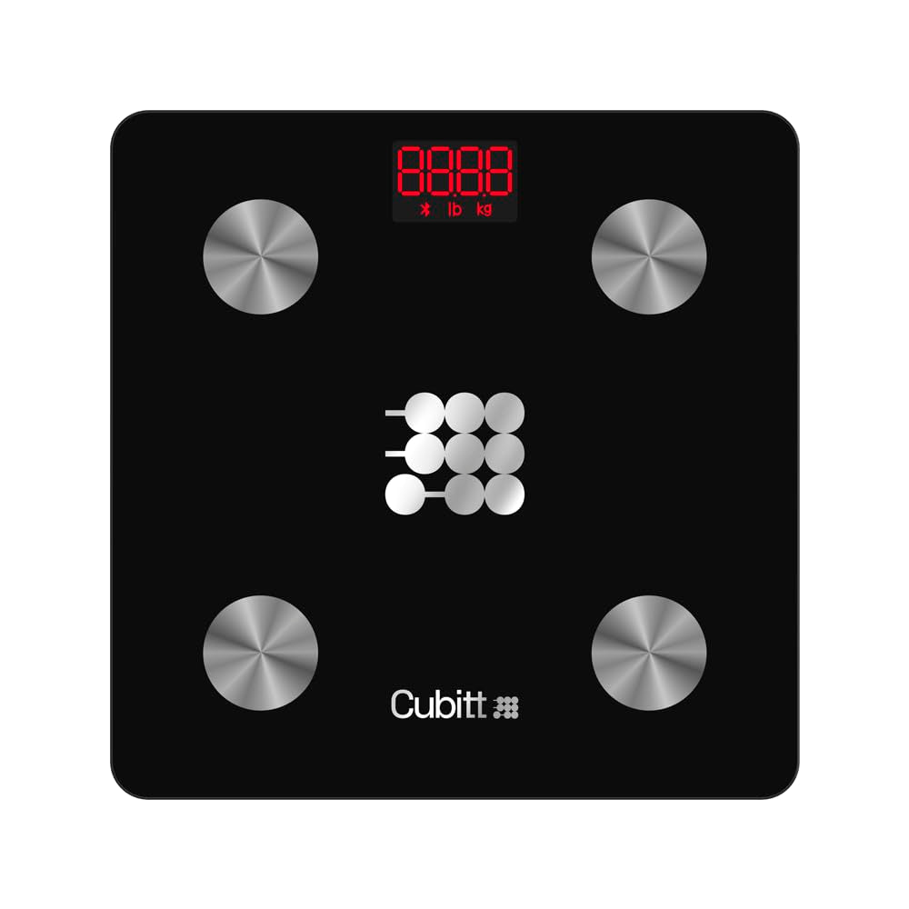 Smart Digital Weight Scale, 13 Body Composition Analizer, BMI, Muscle Mass, Body Fat Scale with Smartphone App Sync with Bluetooth (Black)