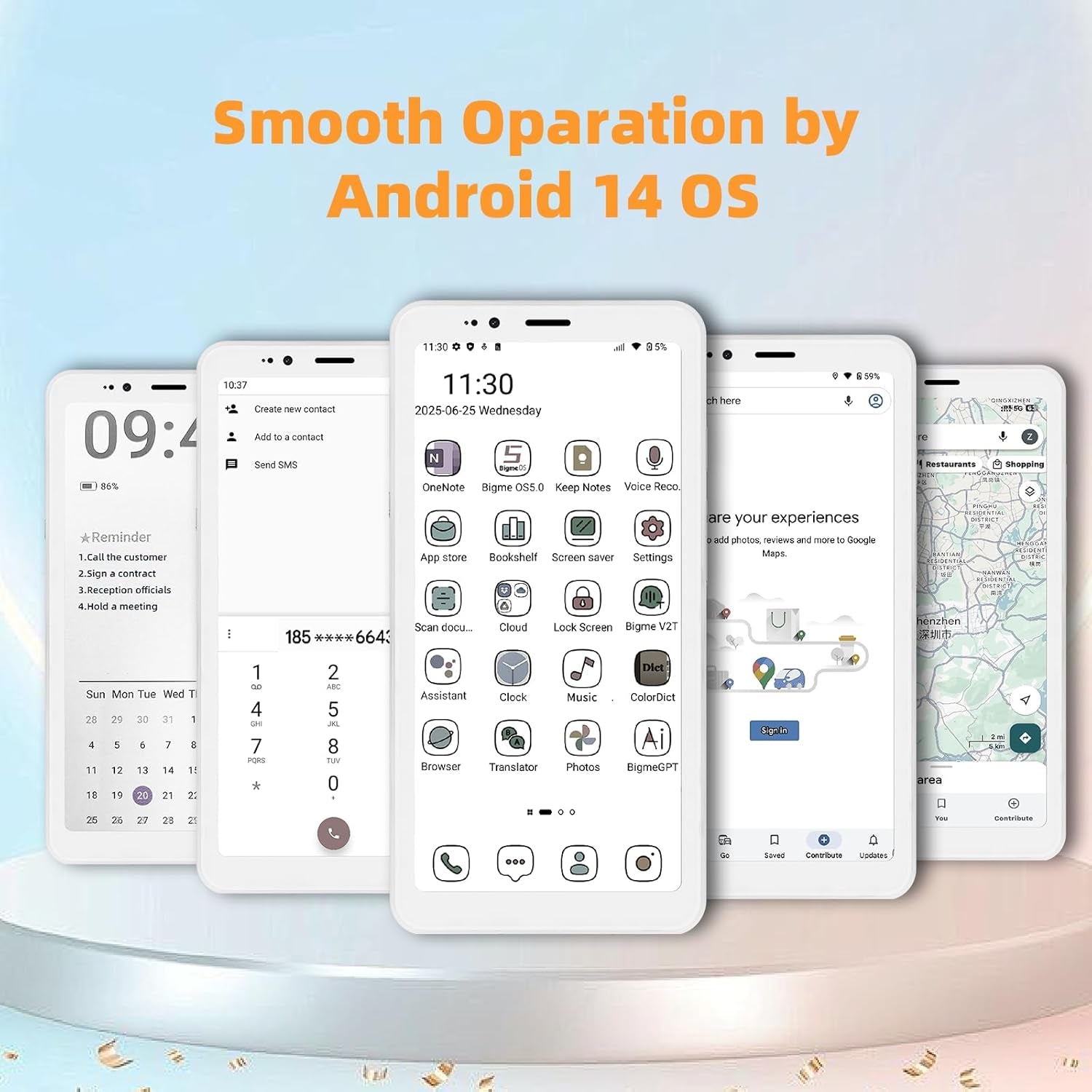 Hibreaks Color Epaper Smart Phone,3300Mah Battery, 8-Core Processor, 6GB+128GB, 5.84 Inch Mobile Phone, Dual Camera, White