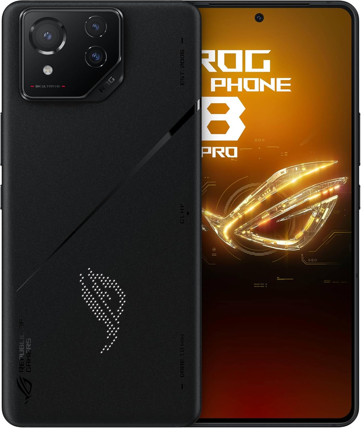 ROG Phone 8 Pro Unlocked Android Phone, US Version, 6.78" 165Hz AMOLED Display, 512GB, 16GB RAM, 5500Mah Battery, 50MP Gimbal Camera, 32MP Front, Snapdragon 8 Gen 3, Dual-Sim, Phantom Black