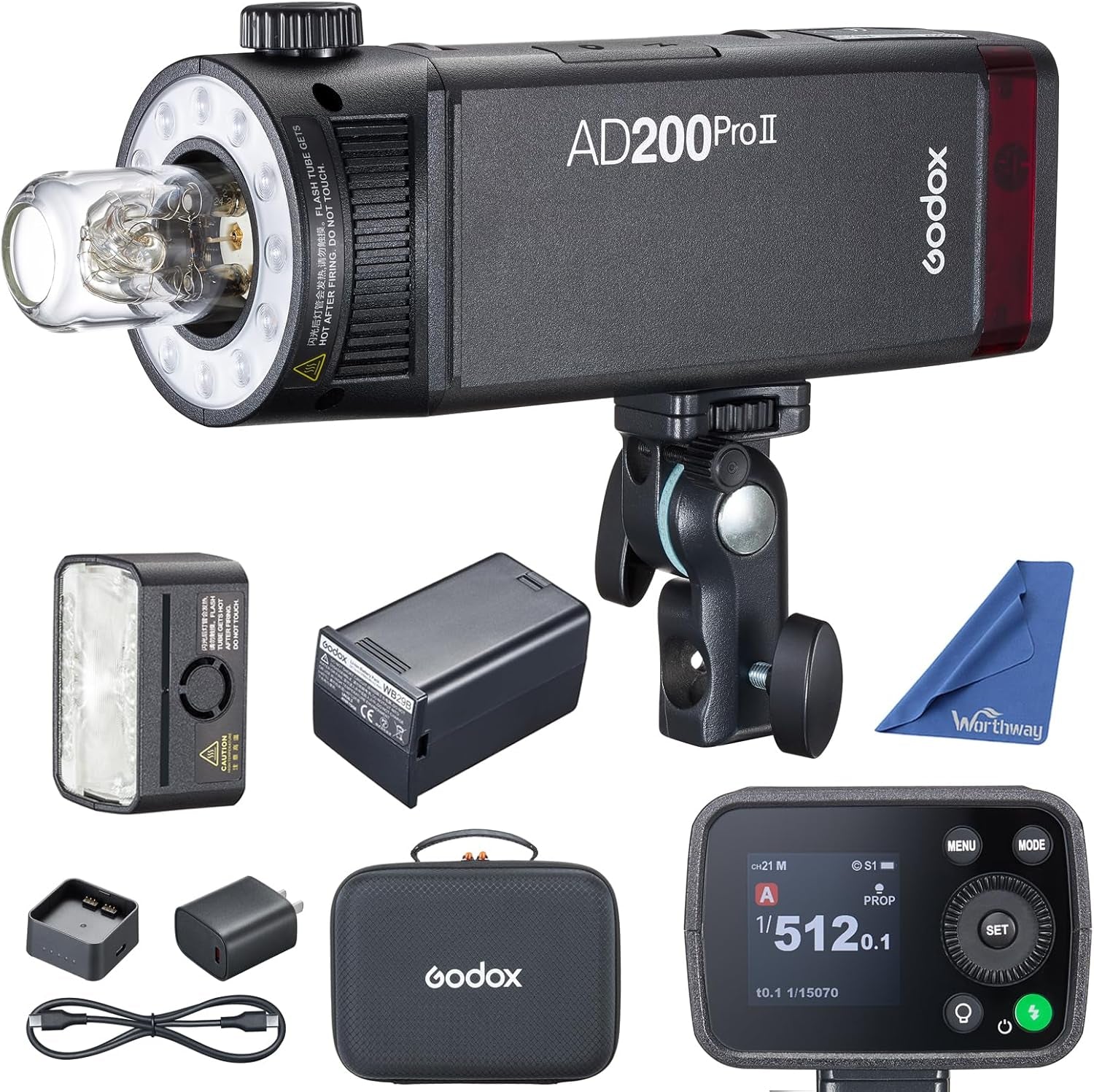 AD200 Pro II Ad200Pro II Flash,One-Tap Sync with X3, Optimized Flash Heads, Bicolor LED Modelling Led,Color Group Indicator, Adjustable from 1/512 to Full Power 1/1(Ad200Pro Upgraded)