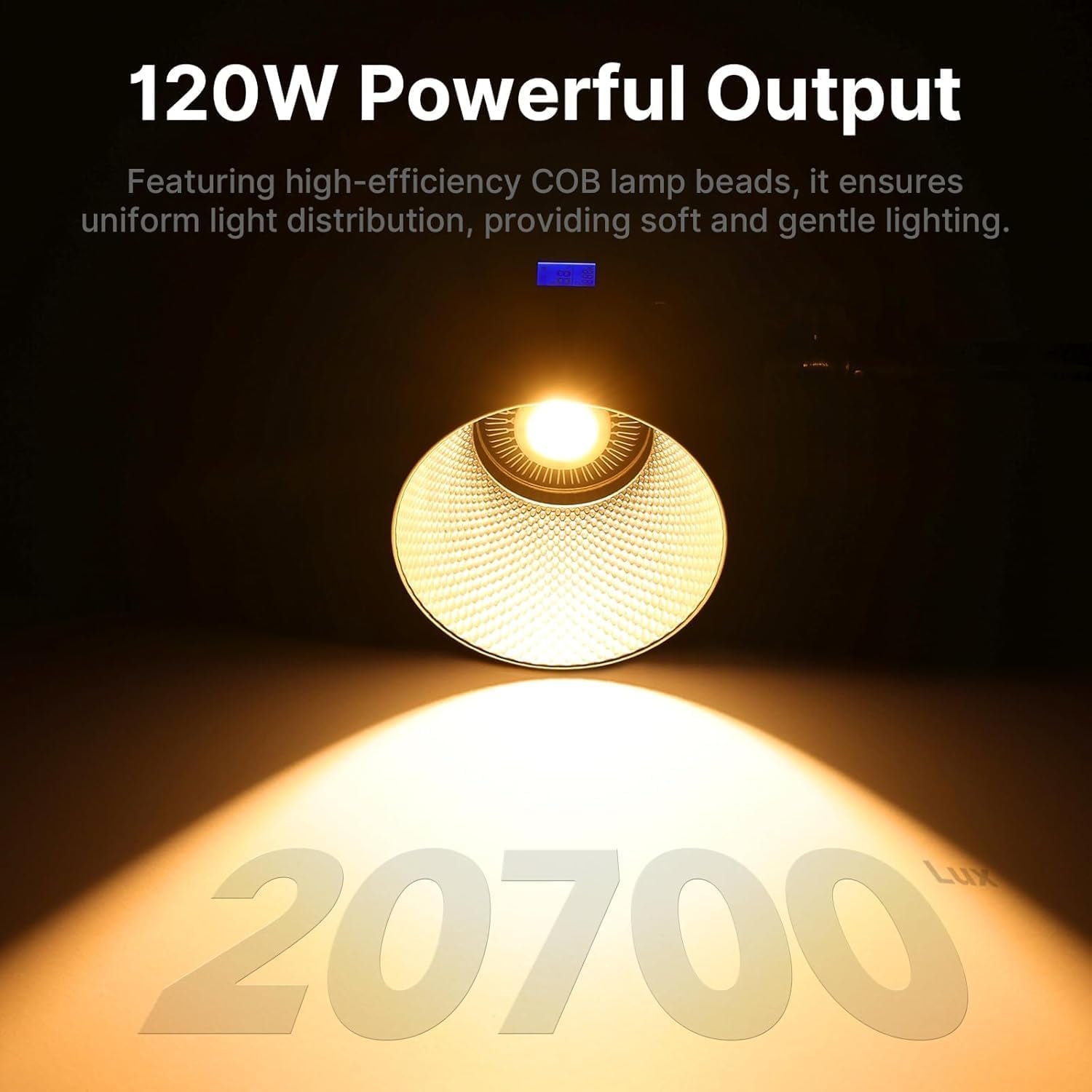 V-Mount LED Video Light COB Continuous Output Lighting, 120W Bi Color 2700K-6500K COB Bowens Mount Photography Fill Light 20700Lux/1M 20 Preset Effects with APP Control Studio Light