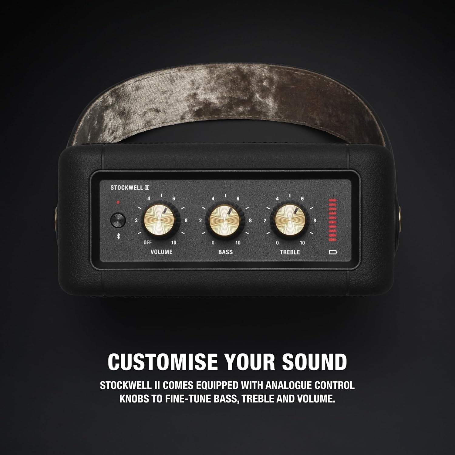 Stockwell II Portable Bluetooth Speaker, Black and Brass