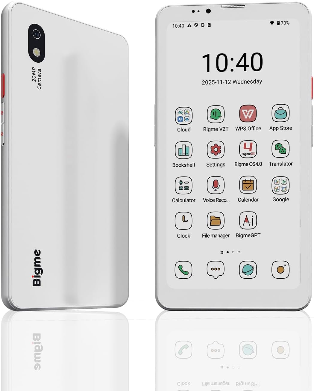 Hibreak Pro Color Epaper Phone, 8+256 GB 5G Smart Phone, Android 14 OS Ebook Reader, White (White)