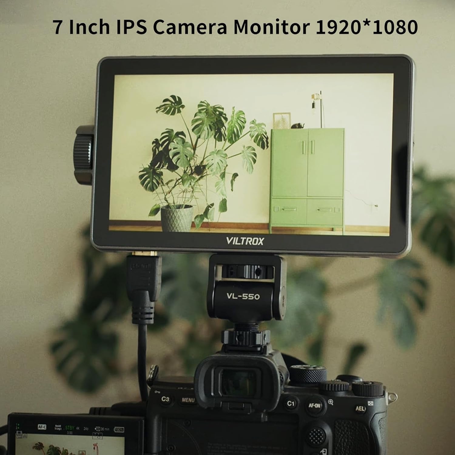 DC-A1 2800Nit Video Field Monitor, 7 Inch Touchscreen 60Hz 4K Camera External Monitor with Cooling Fans, 1920X1080 DSLR Monitor 4K HDMI In/Out, 170° Wide Angle