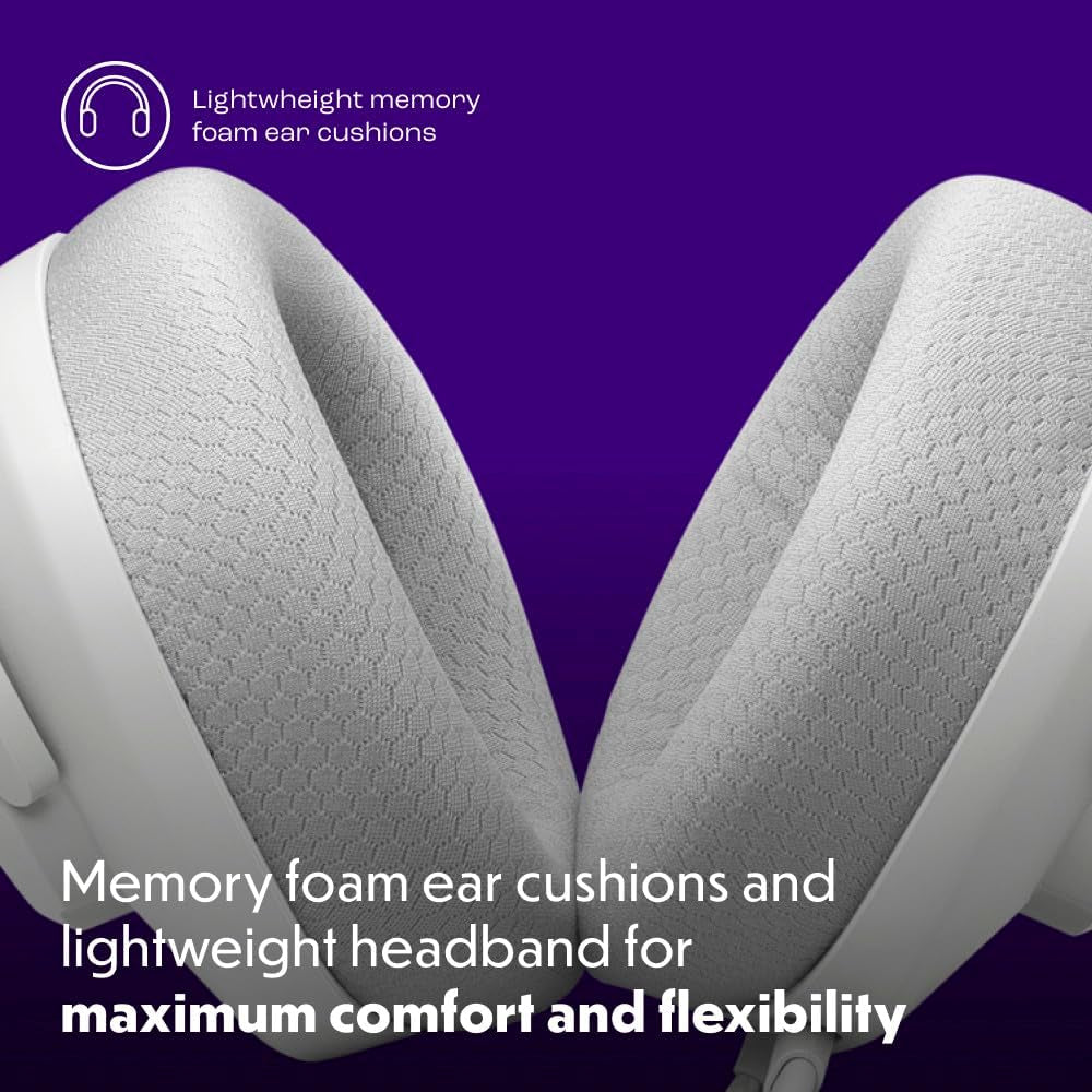 Quantum 100M2 - Wired Over-Ear Gaming Headset with Omnidirectional, Detachable Mic with Mute Option and Fabric-Covered Memory Foam Ear Cushions, Compatible with All Platforms (White)