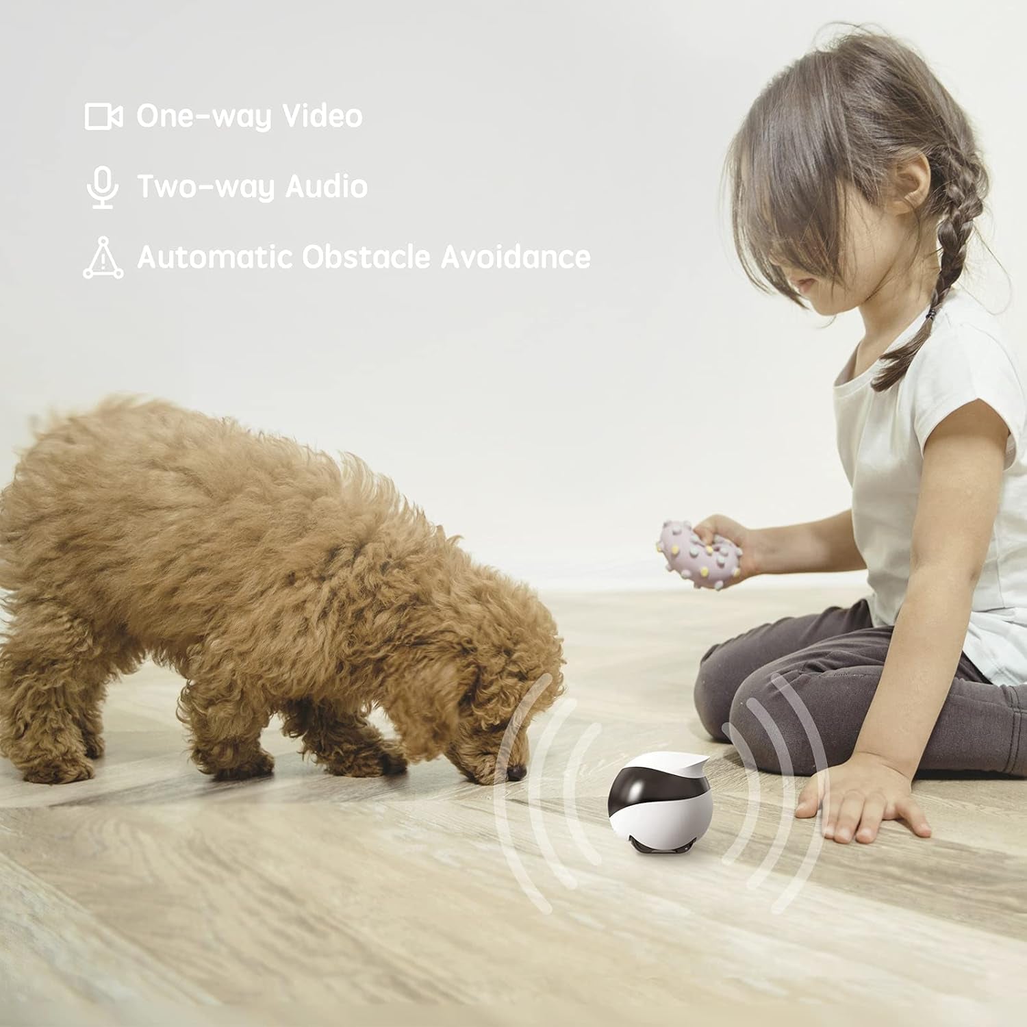 SE Familybot Home Camera Robot: 1080P Movable Pet Camera Indoor, Battery-Operated, Auto-Recharge, Night Vision, 2-Way Talk, Local Storage, APP Control
