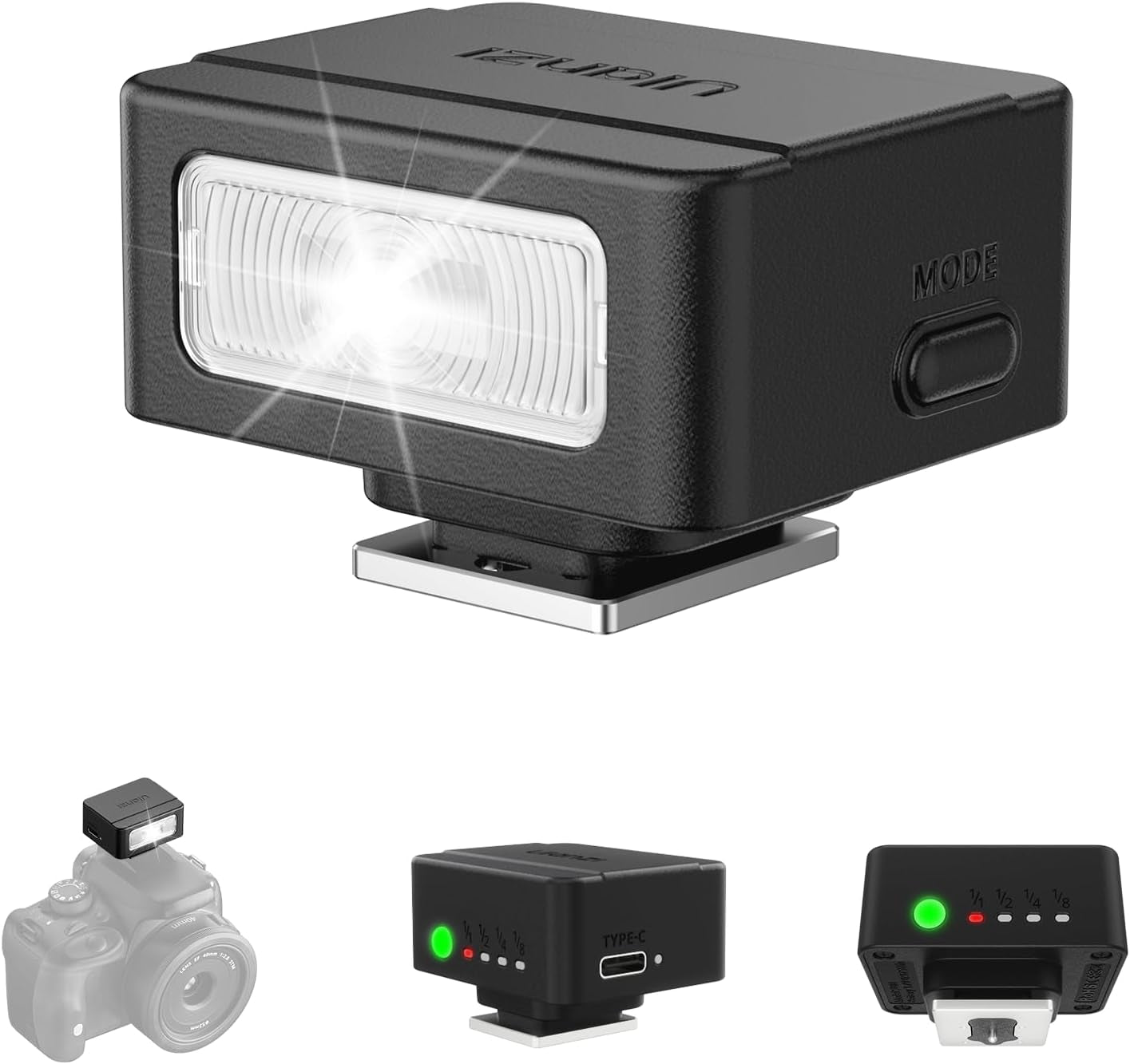 SL01 Mini Flash Speedlite, GN8 6500K Camera Flash Light Compatible with Sony Canon Fuji Nikon Panasonic Pentax Olympus Leica Camers Flash, 4 Power Levels Mini Camera Flash NOT for Sony ZV-1F