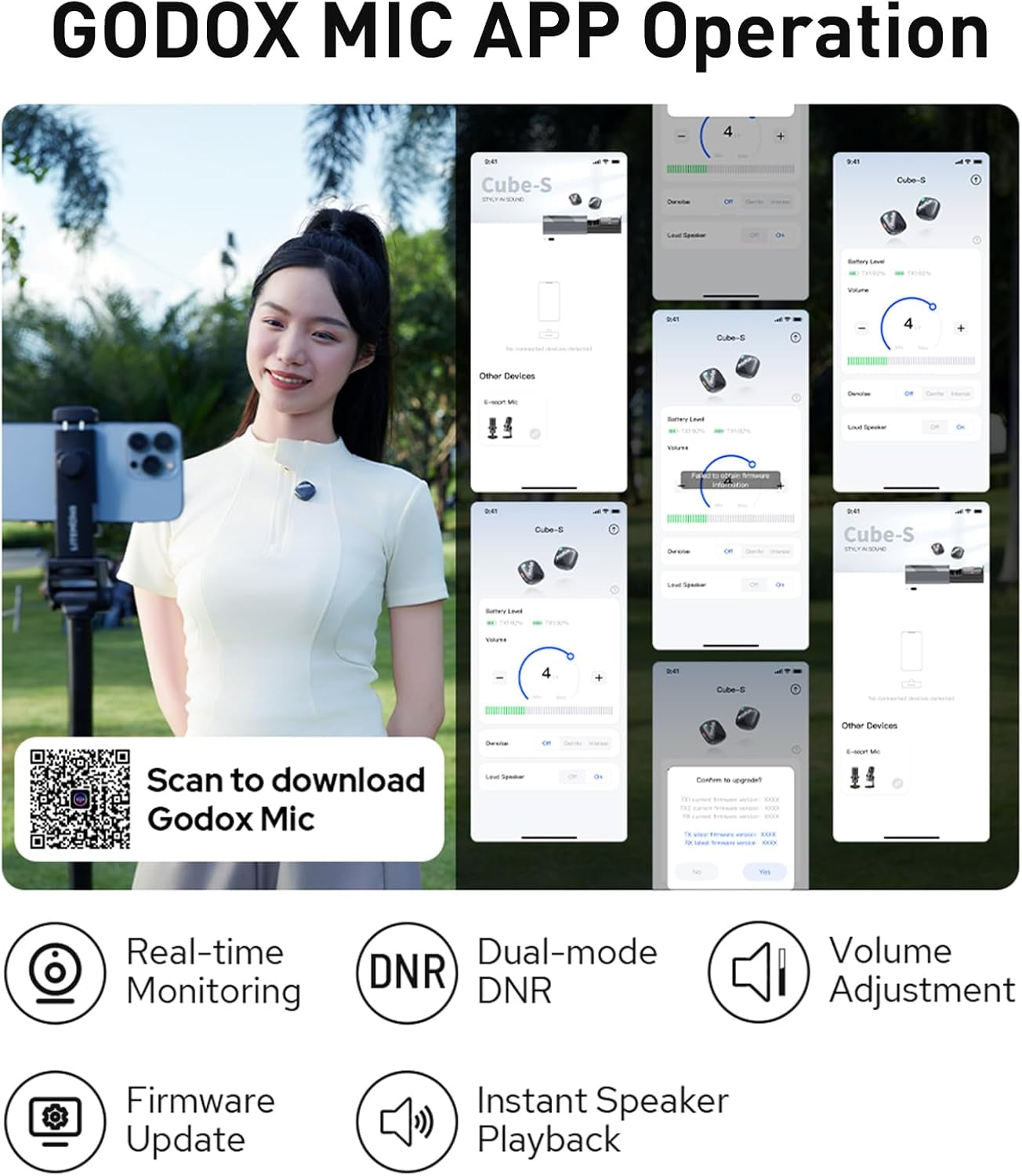 Cube-S Mini Wireless Lavalier Mic for Iphone 14/13/12,Lightning Microphone Wireless,Ultra-Clear Hi-Fi Audio,1000Ft Range,Noise Cancellation,30-Hour Battery for Streaming Video Recording