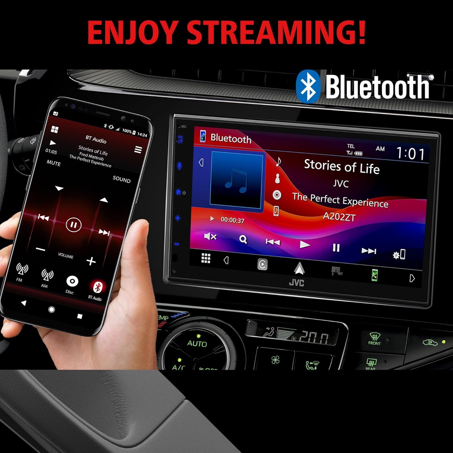 KW-M595BT Digital Car Stereo (50W X 6-Ch), Apple Carplay & Android Auto Compatible, Bluetooth-Enabled Head Unit with 6.8" LCD Display, Single DIN Touchscreen Car Stereo with USB Mirroring