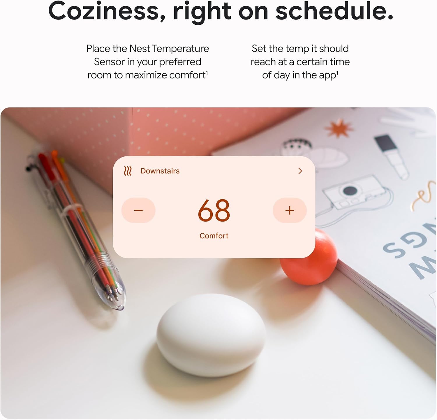 Nest Temperature Sensor (2Nd Gen) - Room Comfort Sensor with Scheduling - Works with the Nest Learning Thermostat (3Rd and 4Th Gen) and Nest Thermostat E - Porcelain, White