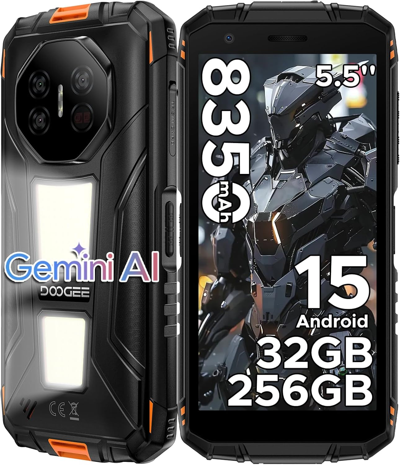 Smartphone Robuste DOOGEE Fire 3 Pro - Compact 5,5", IP68, Batterie 8350 MAh, 128 Go, Android 15, Couleur Orange - 11