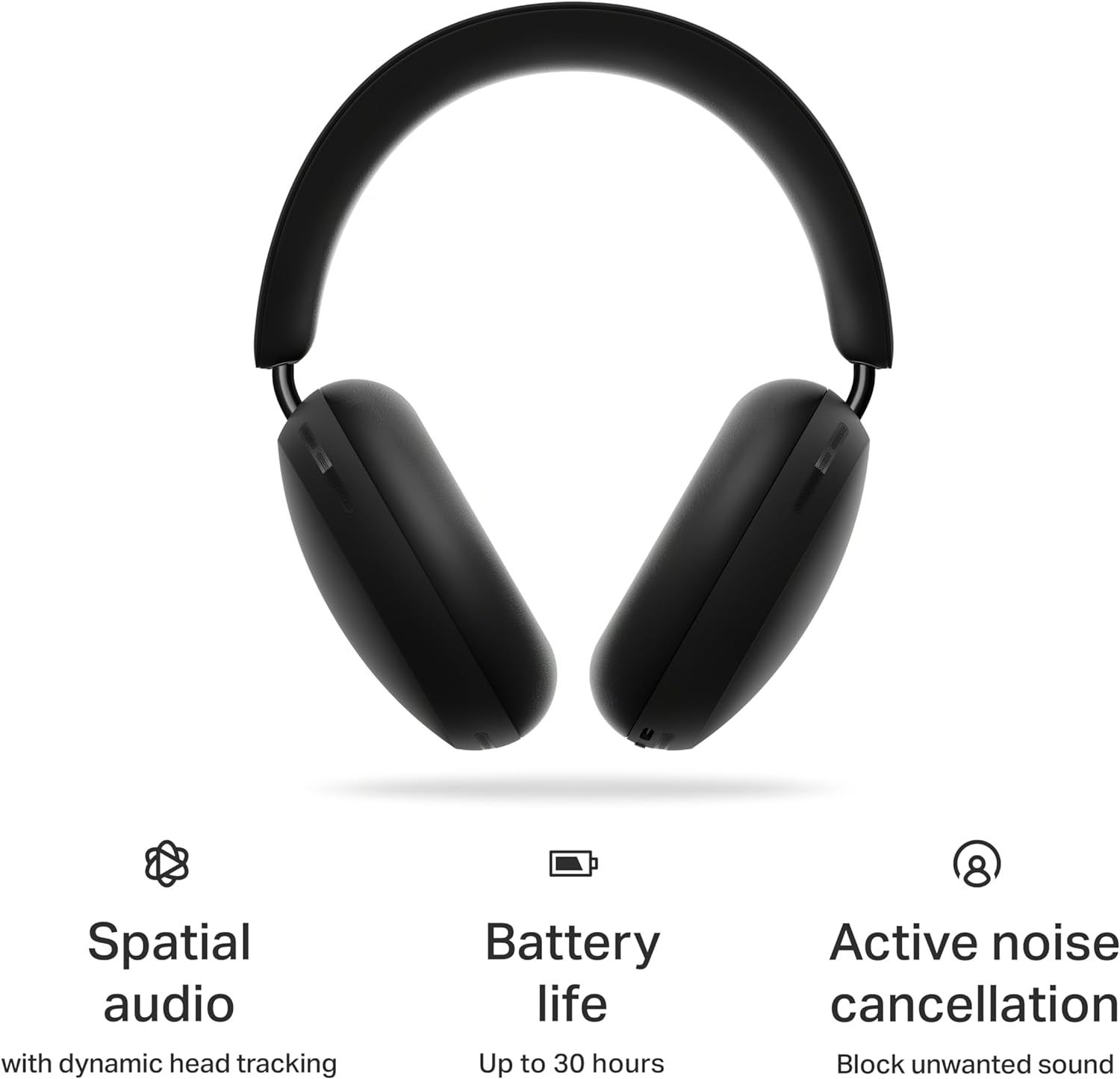 Ace | Noise Cancelling Wireless Over-Ear Headphones with Bluetooth, 30-Hour Battery Life, Spatial Audio, Dolby Atmos, Dynamic Head Tracking - Black
