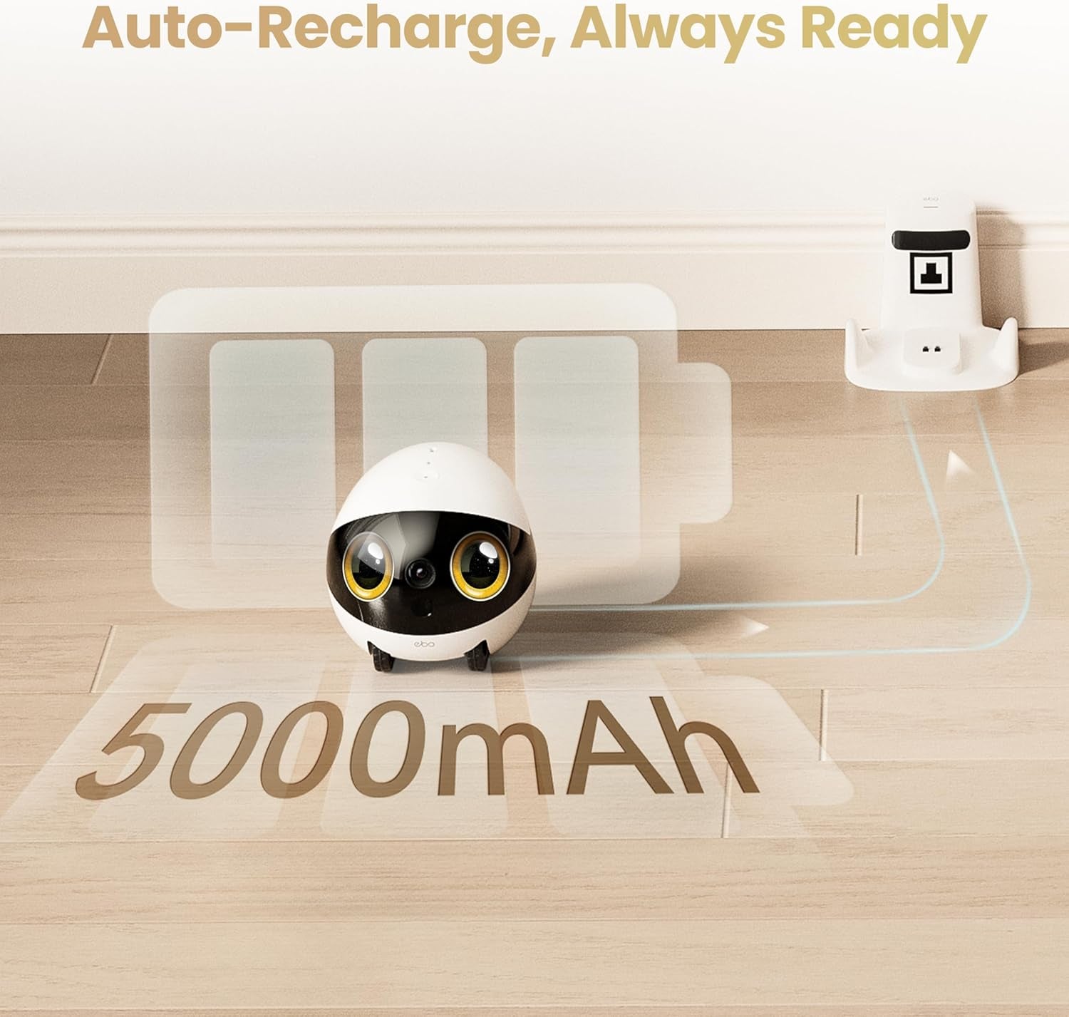 Air 2S Familybot Home Robot Camera: 2.5K Indoor Pet Cam, Movable Robot Camera, 2-Way Video, Auto-Recharge, Long Battery Life, Custom Facial Image, Night Vision
