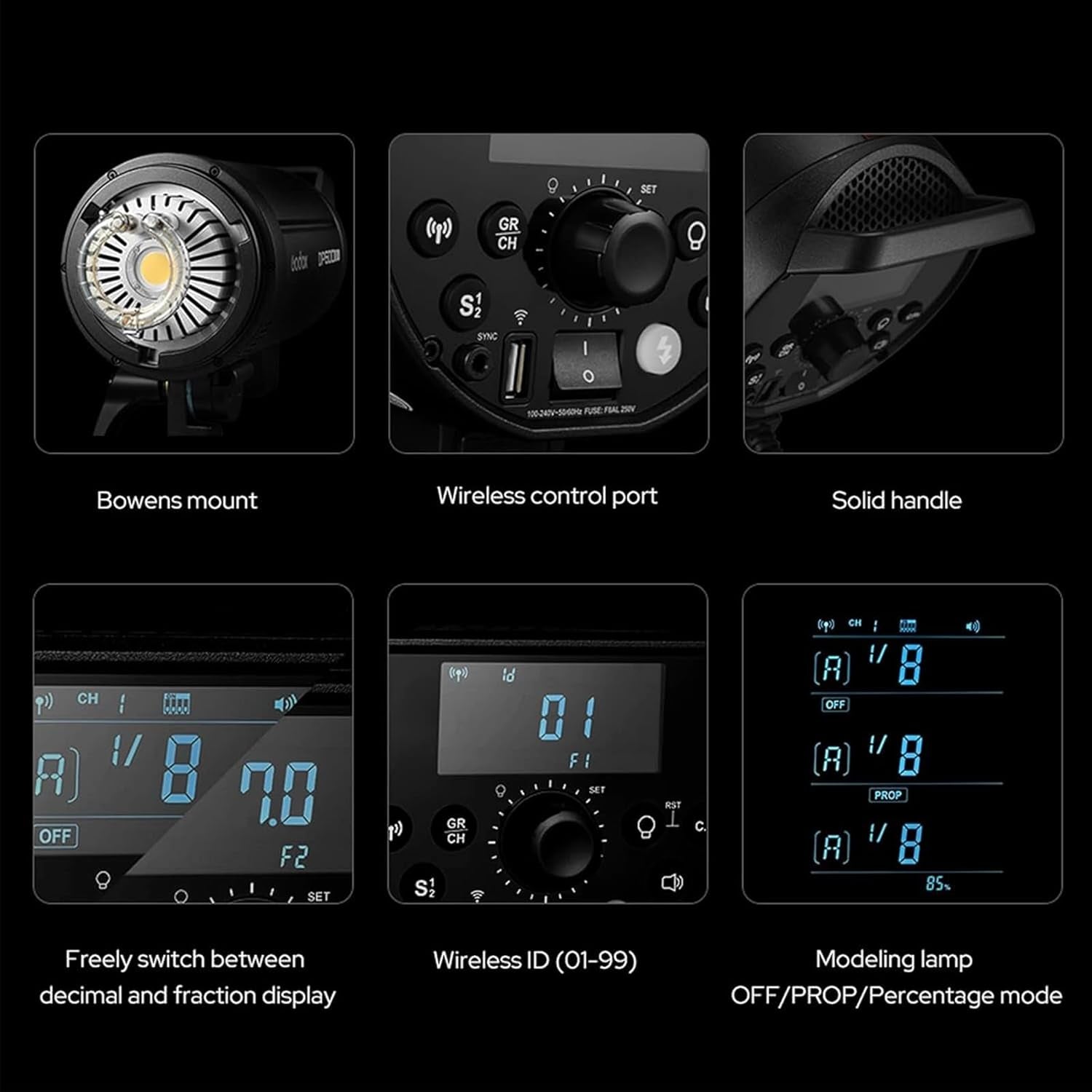 DP600III-V DP600IIIV 600Ws Studio Flash Light - Bowens Mount Photography Lighting with Built-In 2.4G Wireless X System & 30W Modeling Lamp for Photographic Studio Portrait Shooting