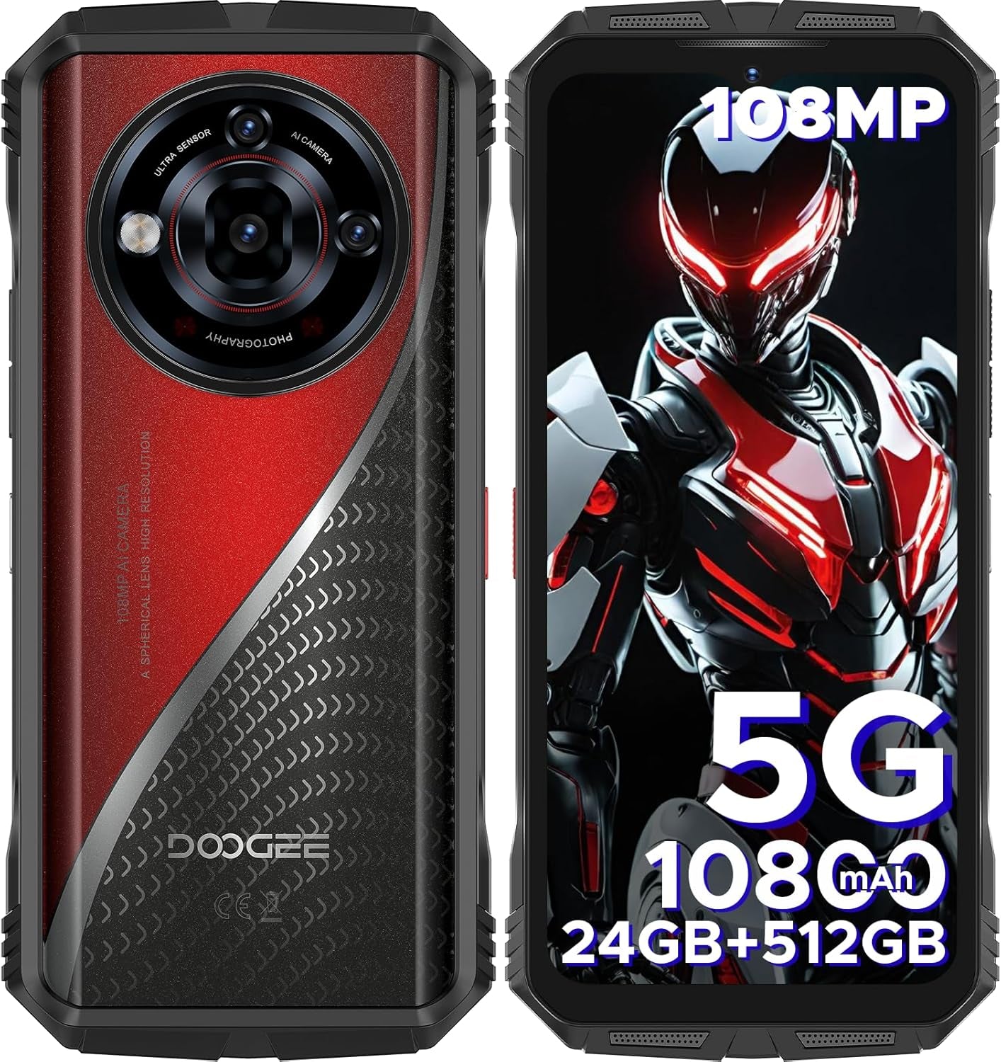 S118 Pro (2025) Rugged Phone 5G,10800Mah(33W) 24GB+512GB/2TB Rugged Smartphone Unlocked,Ddr5,108Mp+20Mp Night Vision,6.6''Fhd+120Hz Cell Phone,Dual Sim/Dual Unlock/Nfc/Gps/Otg/Wifi 6