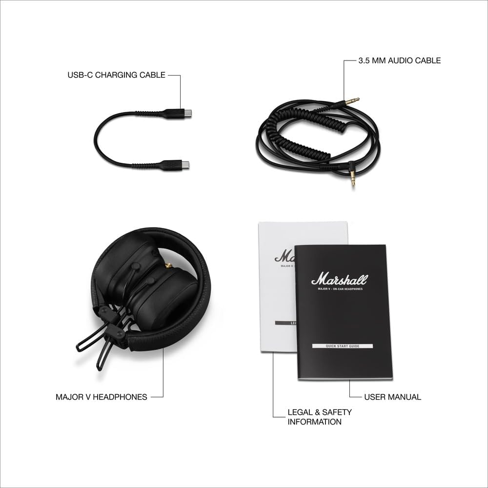 Marshall Major V | Auriculares On-Ear | 100+ Horas y Carga Inalámbrica
