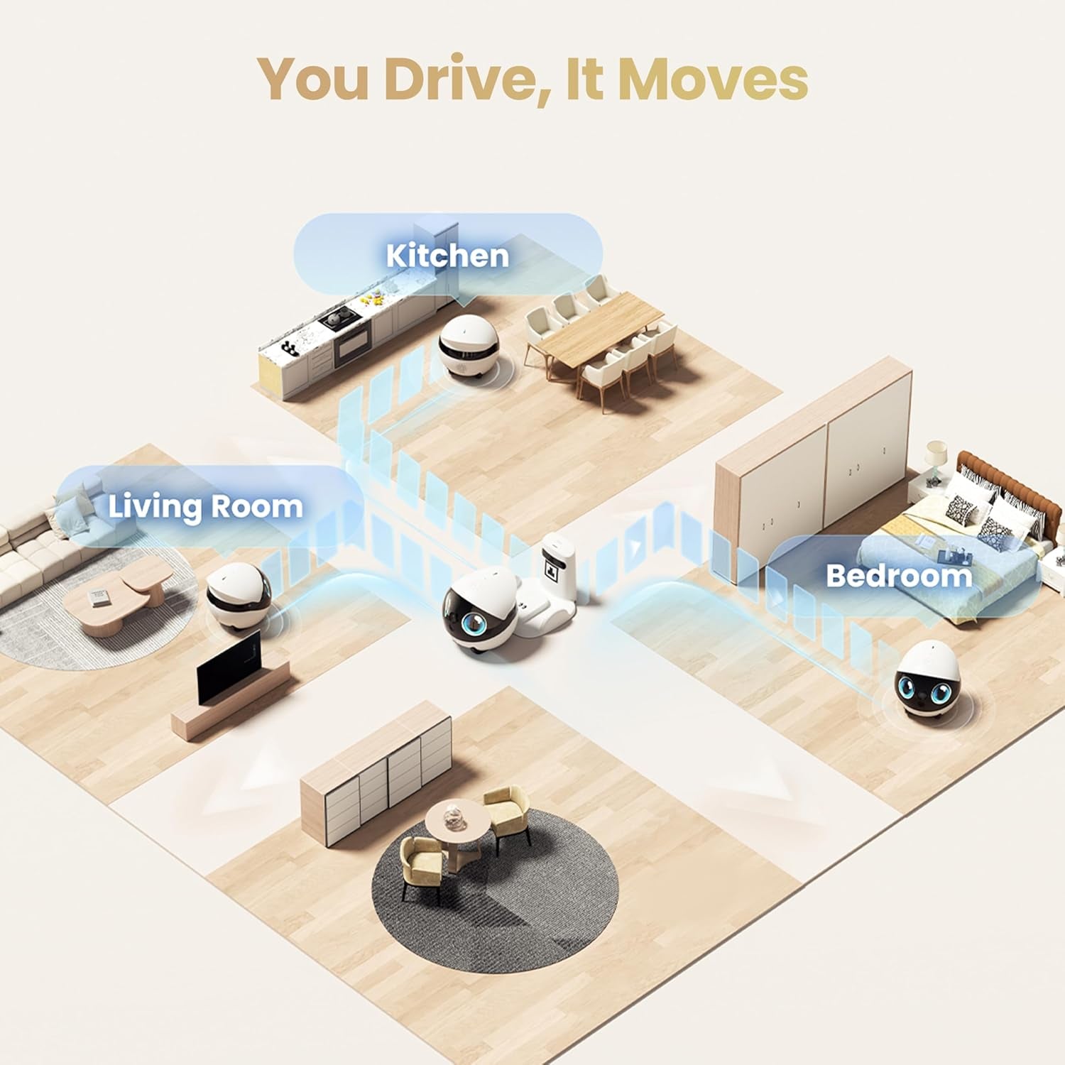 Air 2S Familybot Home Robot Camera: 2.5K Indoor Pet Cam, Movable Robot Camera, 2-Way Video, Auto-Recharge, Long Battery Life, Custom Facial Image, Night Vision