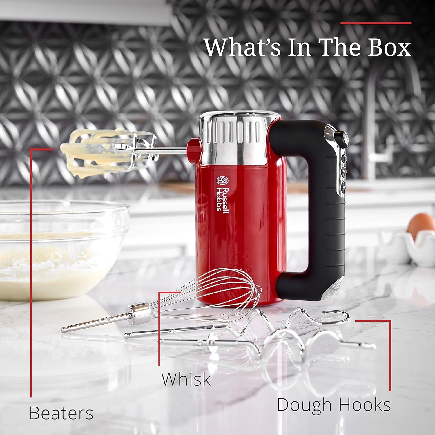 Remington  MX3100RDR Retro Style Hand Mixer, 4 Speeds + Turbo Boost, Red