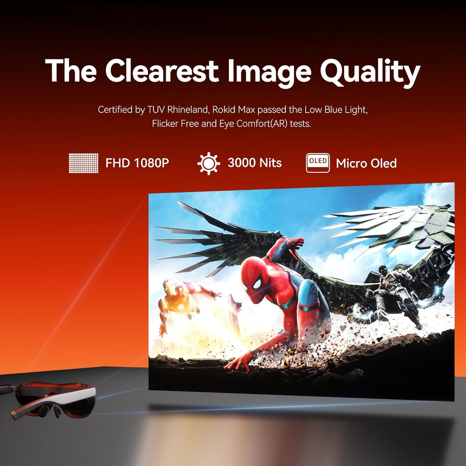 Max 2 AR Glasses Black, 215" Micro-Oled Display, 50° FOV, 600 Nits Brightness, Compatible with Smart Phone, Steam Deck, ROG, and More, Immersive Wearable Display for Gaming & Entertainment